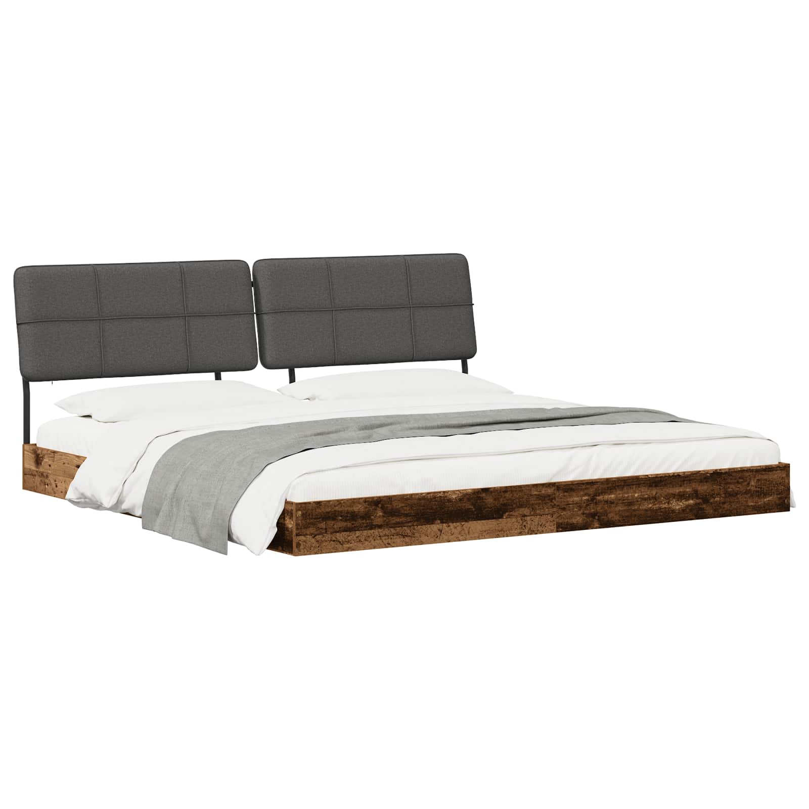 vidaXL Tweepersoonsbed met hoofdbord Oud hout en donkergrijs, foto 2