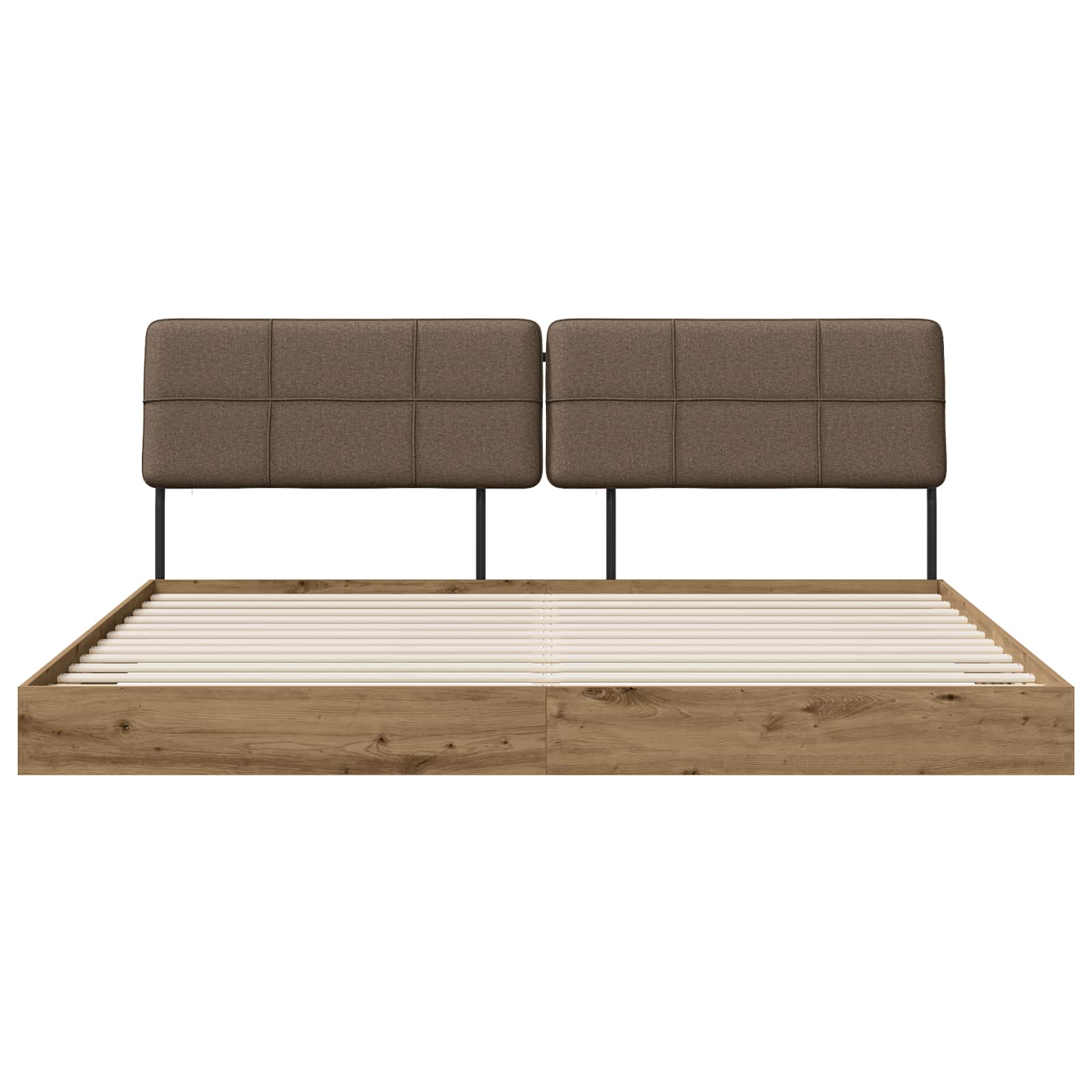 vidaXL Tweepersoonsbed met hoofdbord Artisan eiken en taupe, foto 3