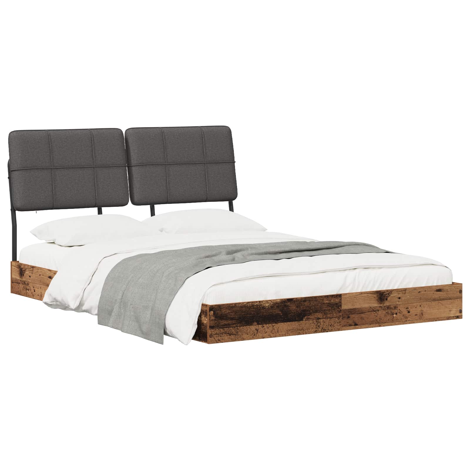 vidaXL Tweepersoonsbed met hoofdbord Oud hout en donkergrijs, foto 2