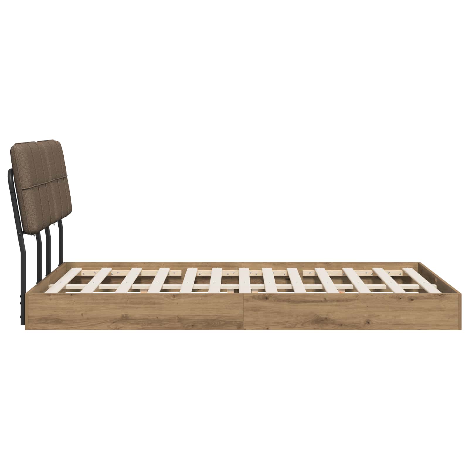 vidaXL Tweepersoonsbed met hoofdbord Artisan eiken en taupe, foto 4