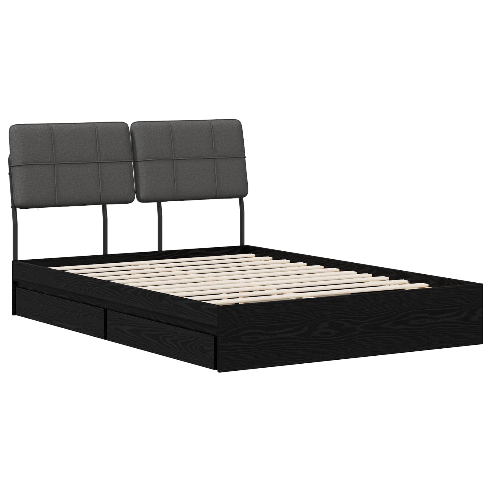 vidaXL Pat dublu cu tăblie Stejar negru și gri închis 140 x 200 cm