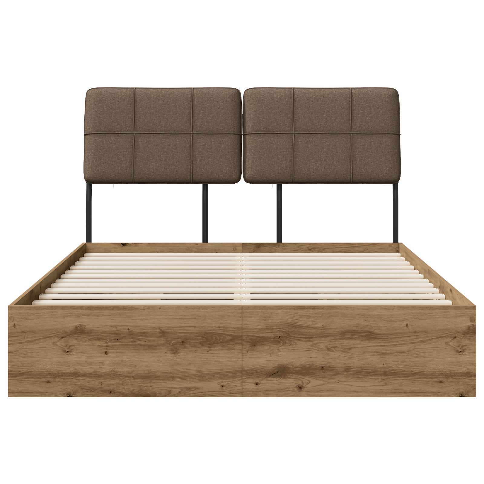 vidaXL Tweepersoonsbed met hoofdbord Artisan eiken en taupe, foto 4