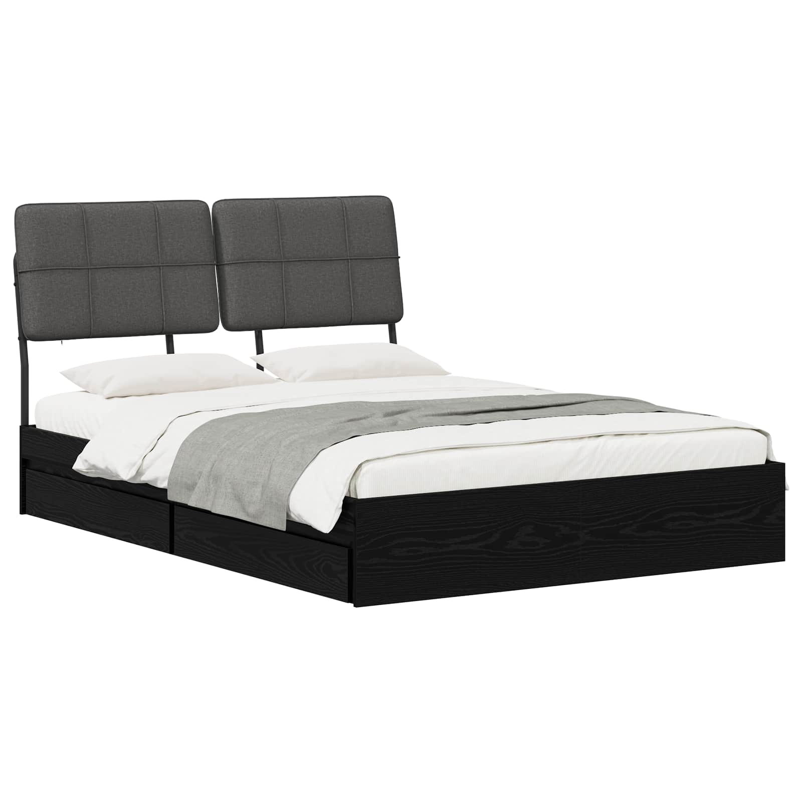 vidaXL Tweepersoonsbed met hoofdbord Zwart eiken en donkergrijs, foto 2