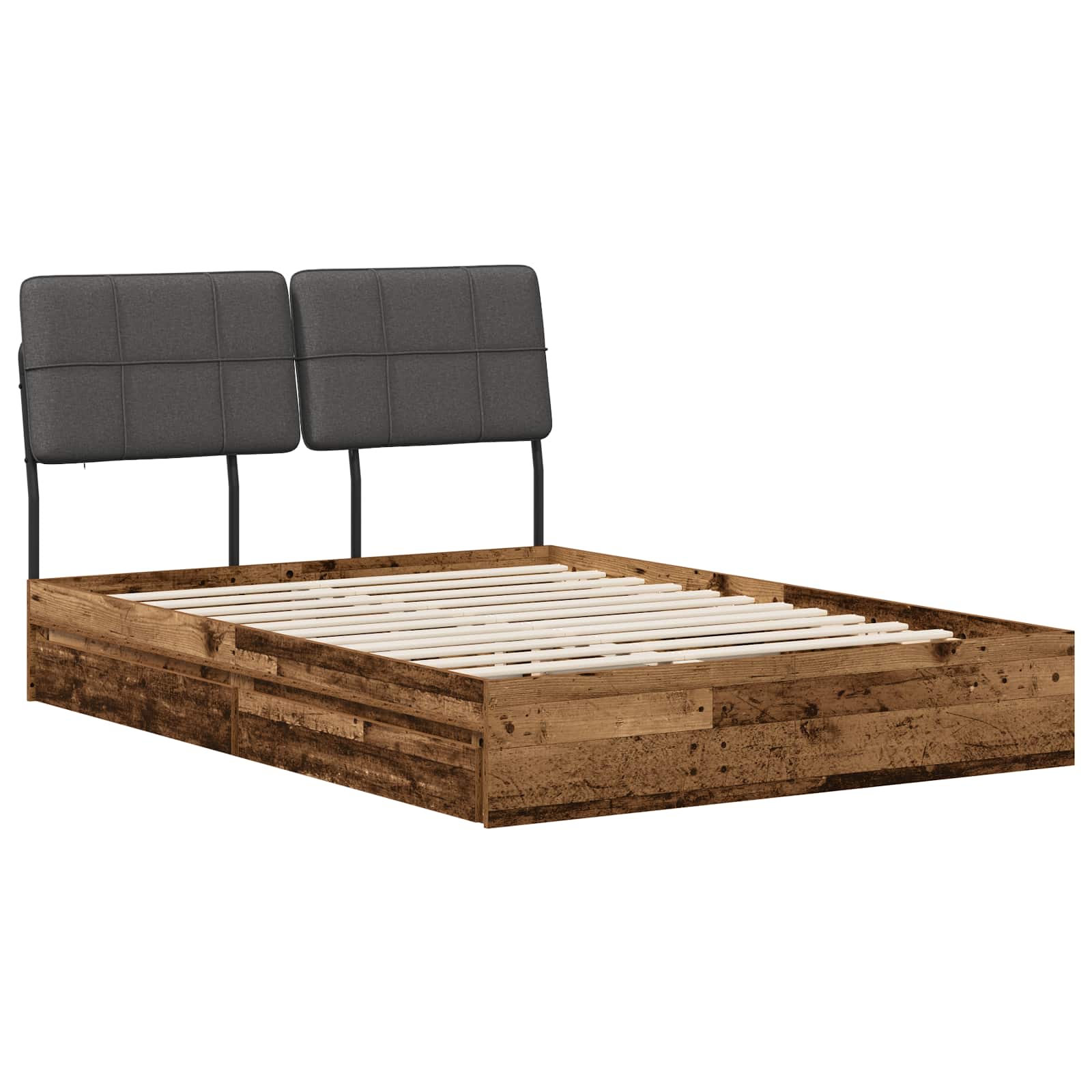 vidaXL Pat dublu cu tăblie Lemn vechi și gri închis 140 x 190 cm