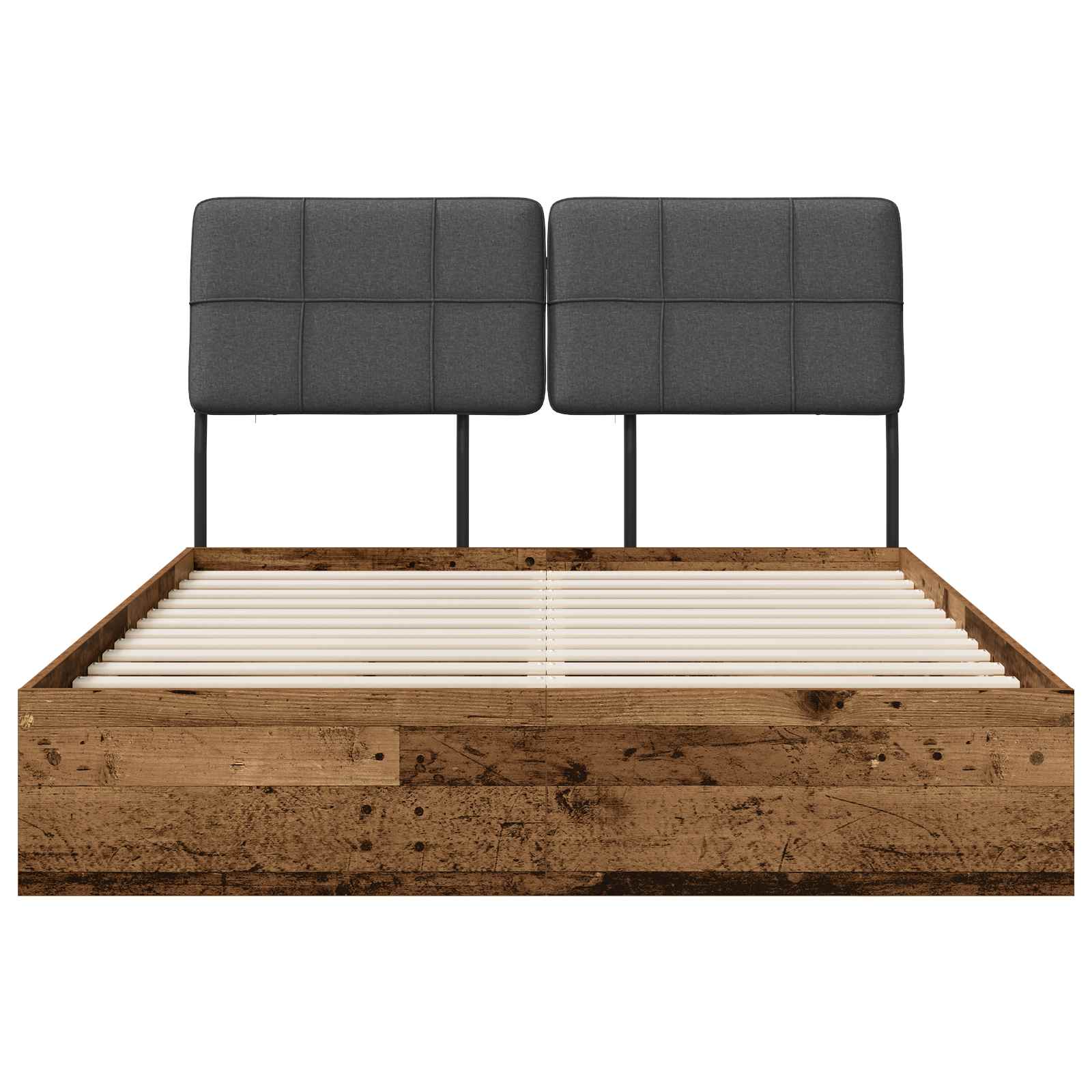 vidaXL Tweepersoonsbed met hoofdbord Oud hout en donkergrijs, foto 4