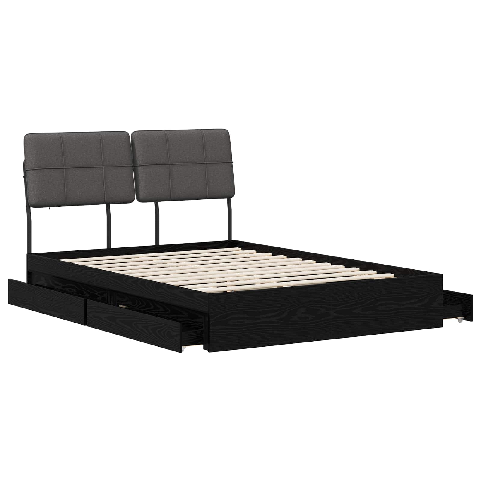 vidaXL Tweepersoonsbed met hoofdbord Zwart eiken en donkergrijs, foto 3
