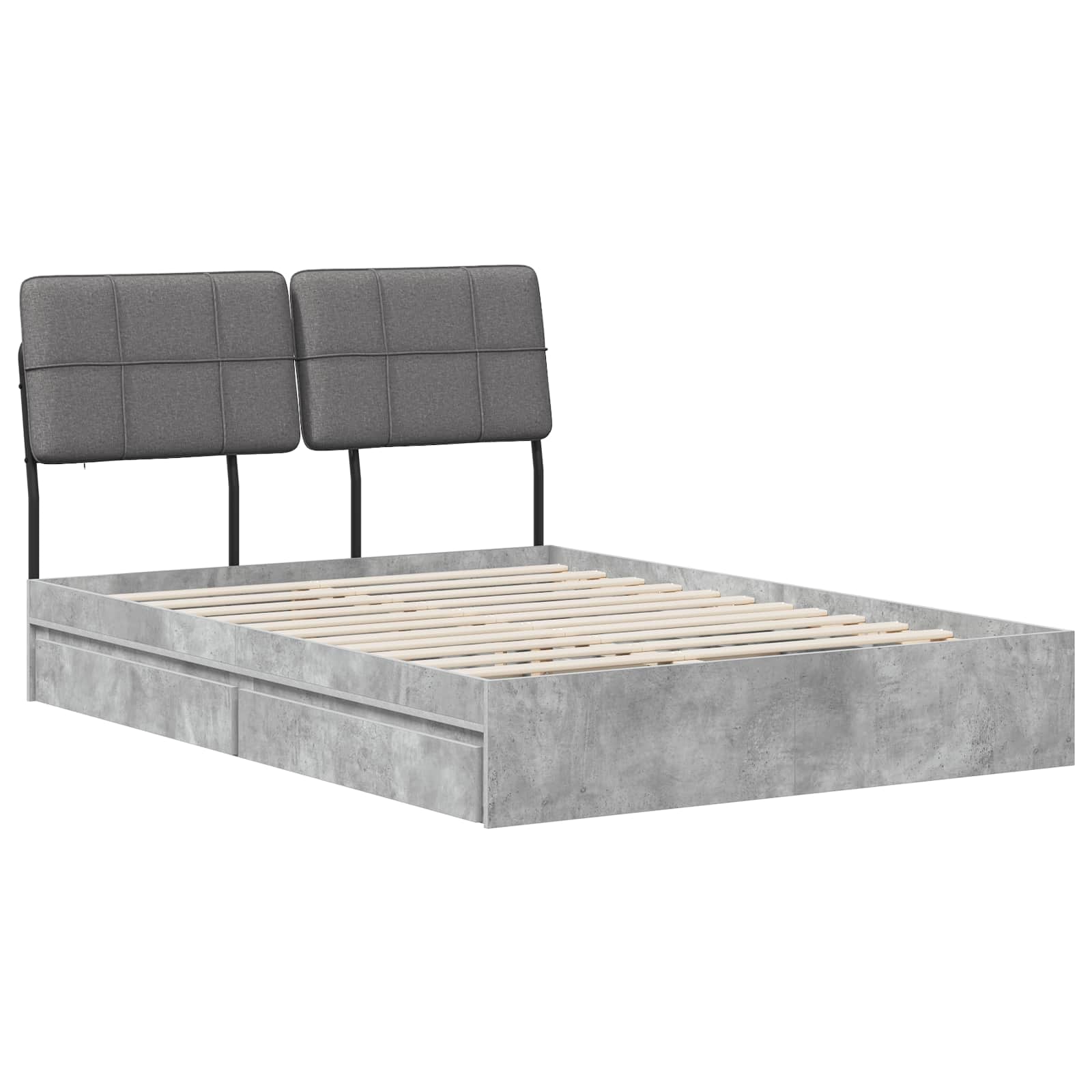 vidaXL Pat dublu cu tăblie Gri beton și gri deschis 120 x 190 cm