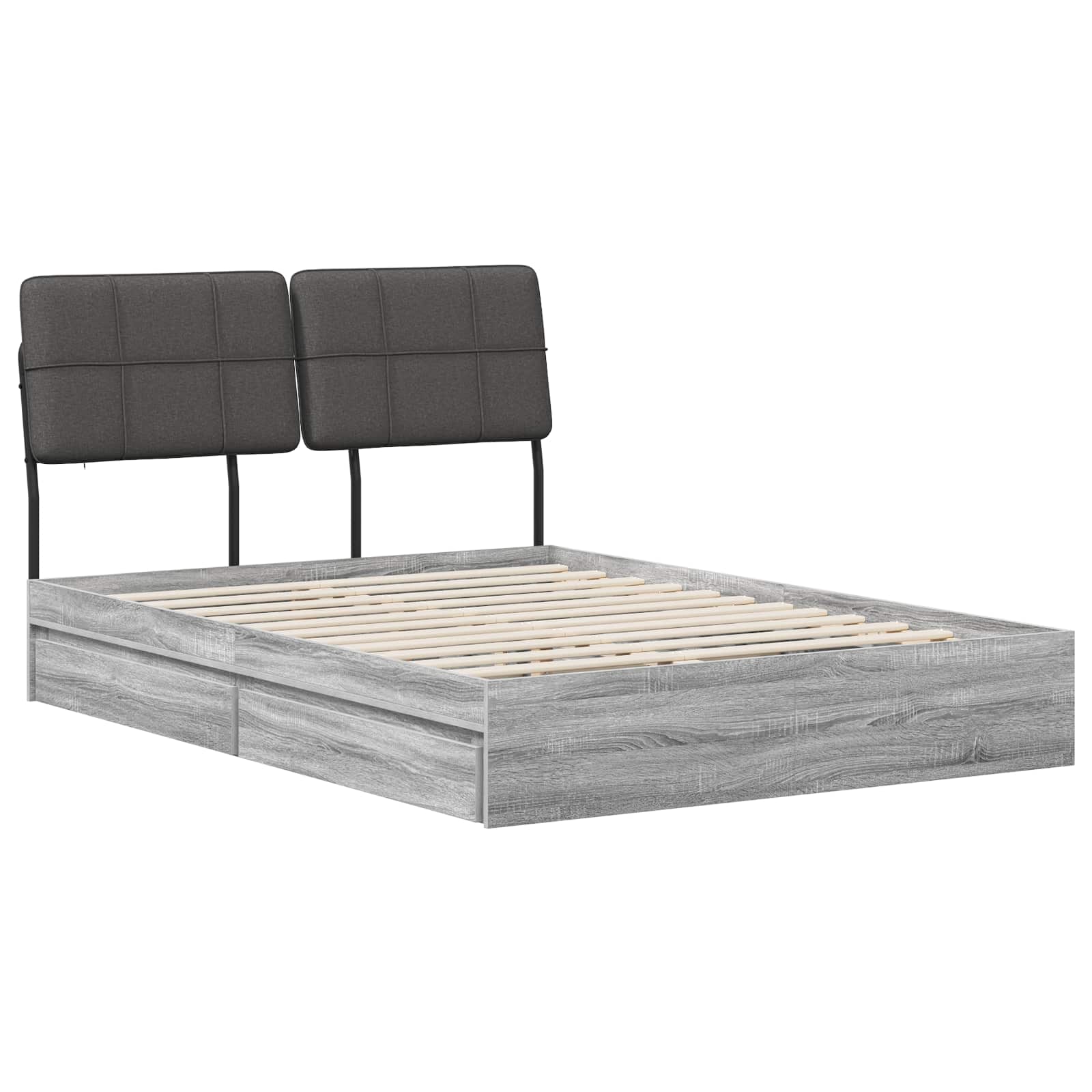 vidaXL Pat dublu cu tăblie Gri Sonoma și gri închis 120 x 190 cm