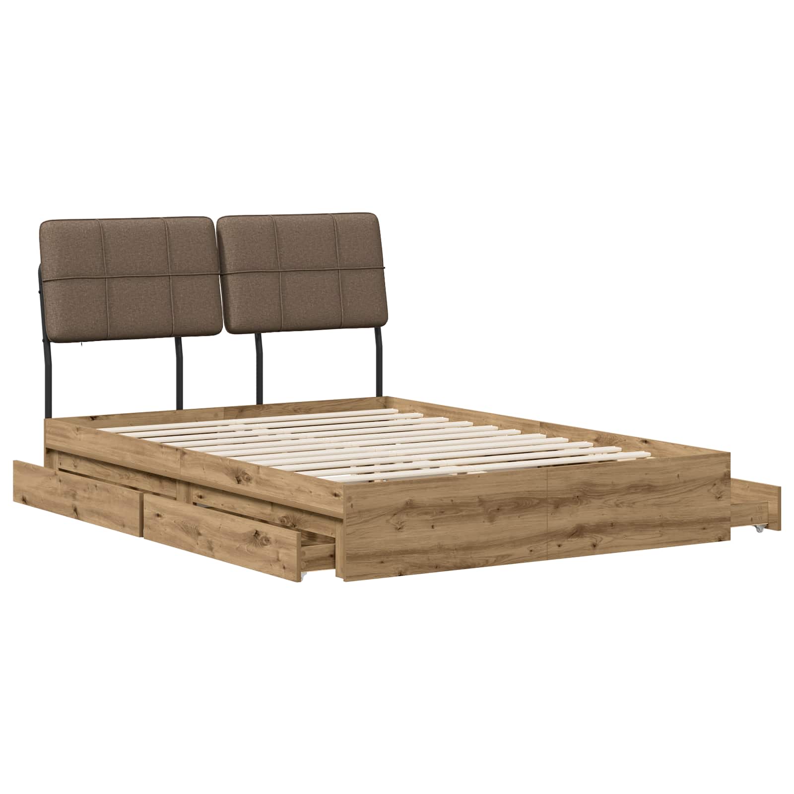 vidaXL Tweepersoonsbed met hoofdbord Artisan eiken en taupe, foto 3