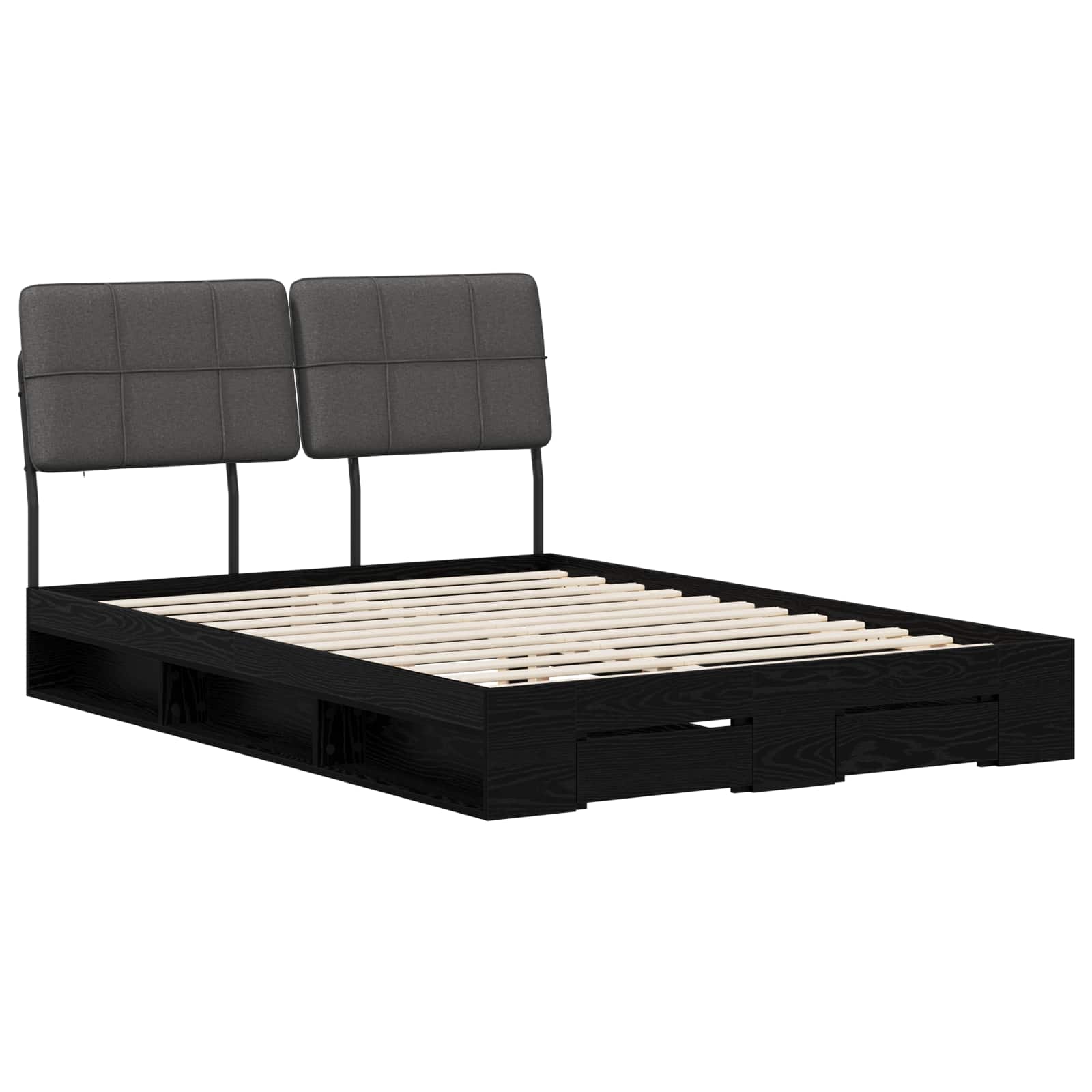 vidaXL Pat dublu cu tăblie Stejar negru și gri închis 160 x 200 cm