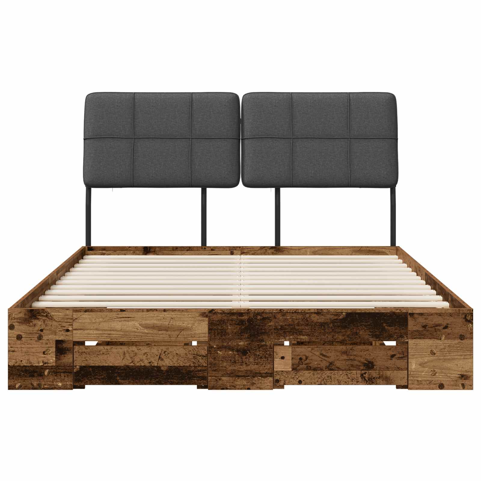 vidaXL Tweepersoonsbed met hoofdbord Oud hout en donkergrijs, foto 4
