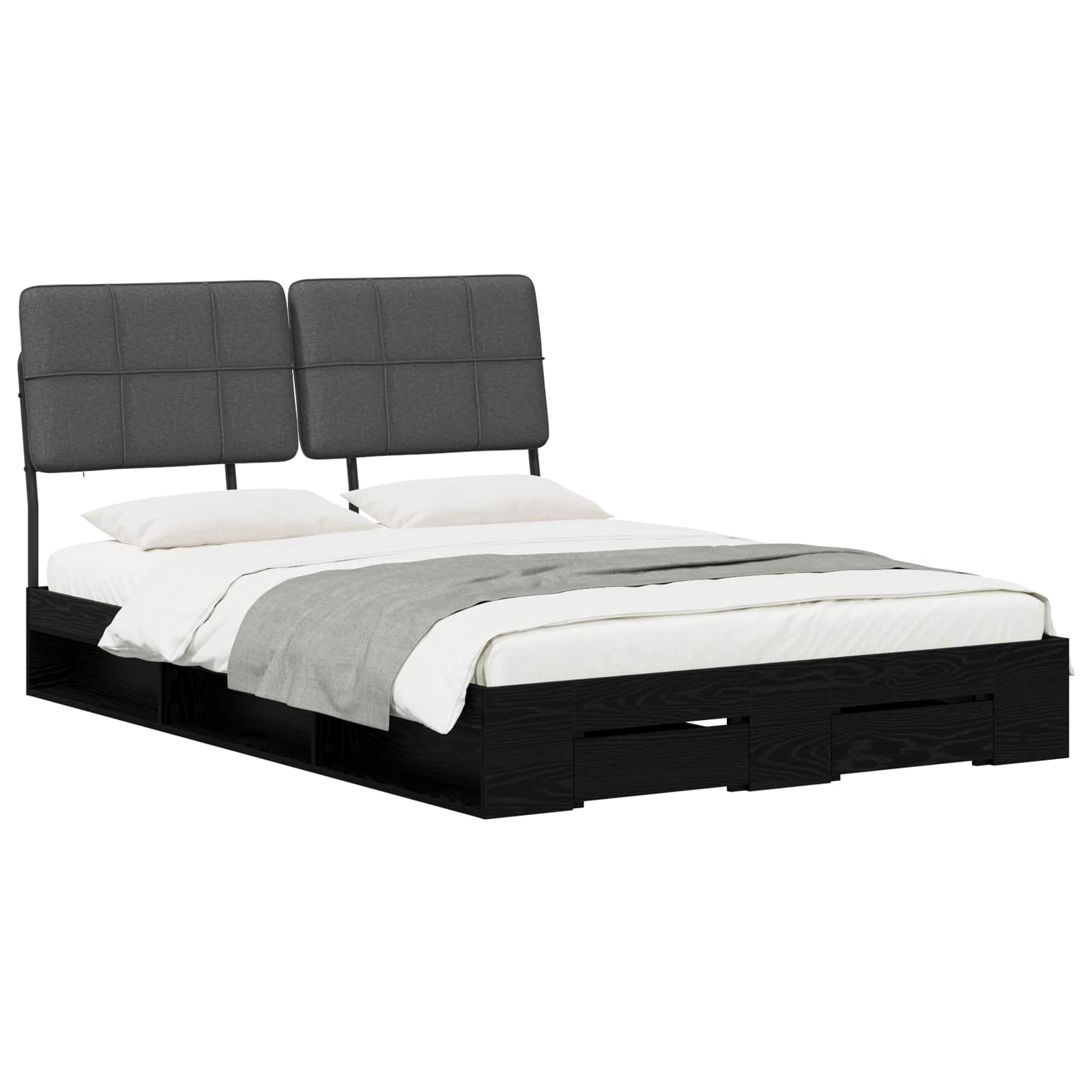 vidaXL Tweepersoonsbed met hoofdbord Zwart eiken en donkergrijs, foto 2