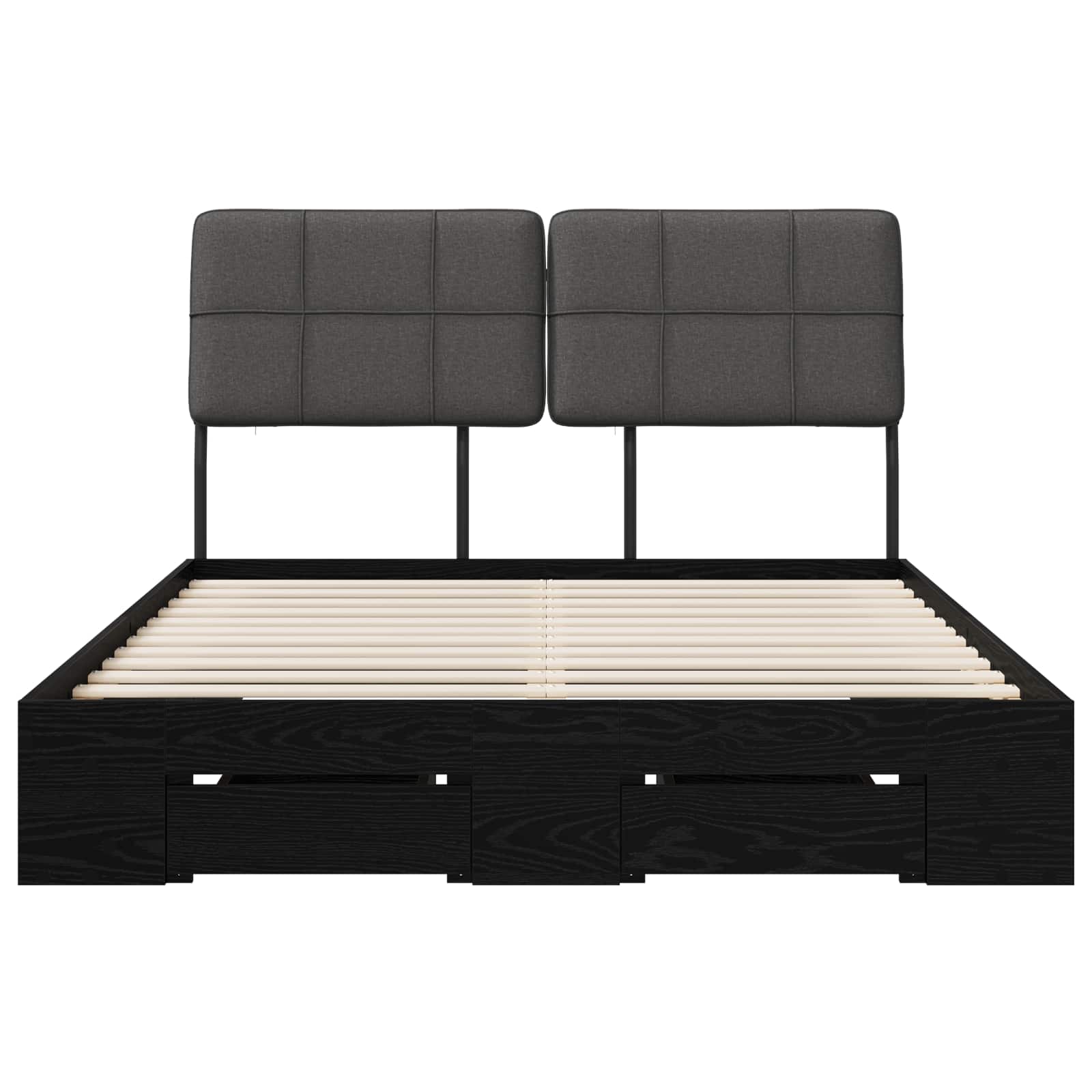 vidaXL Tweepersoonsbed met hoofdbord Zwart eiken en donkergrijs, foto 4
