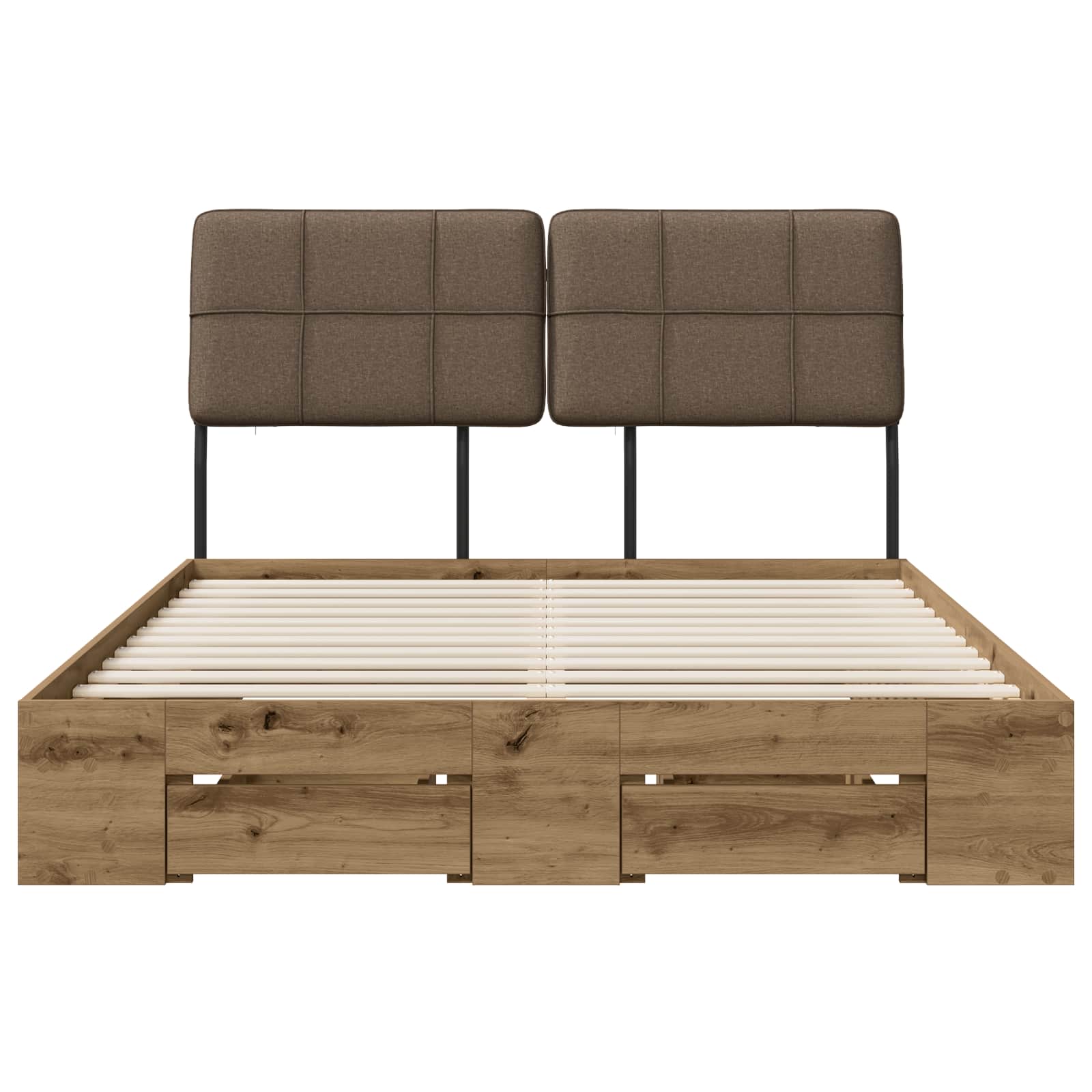 vidaXL Tweepersoonsbed met hoofdbord Artisan eiken en taupe, foto 4