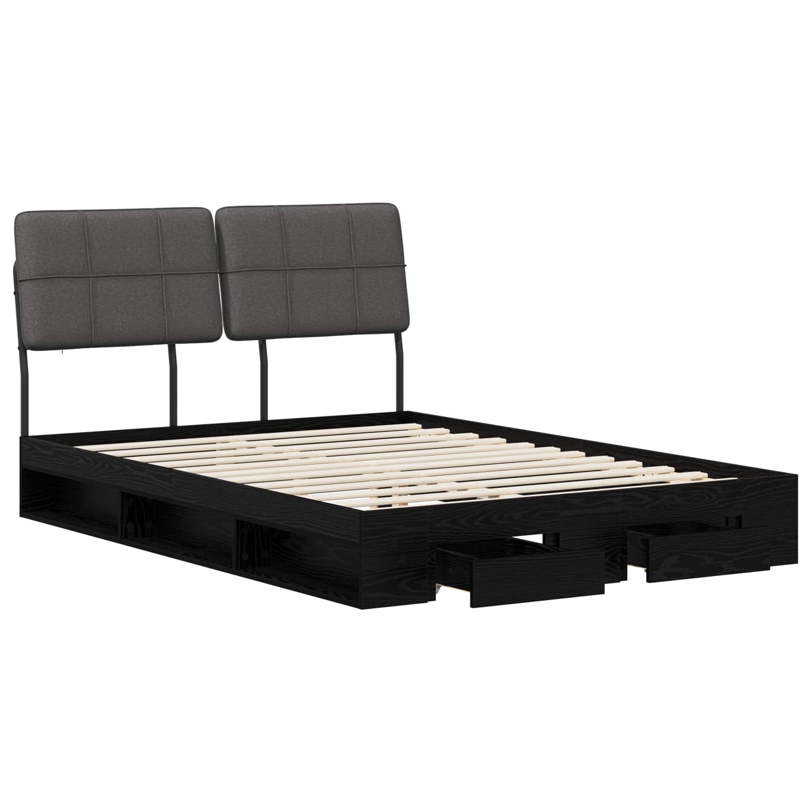 vidaXL Tweepersoonsbed met hoofdbord Zwart eiken en donkergrijs, foto 3