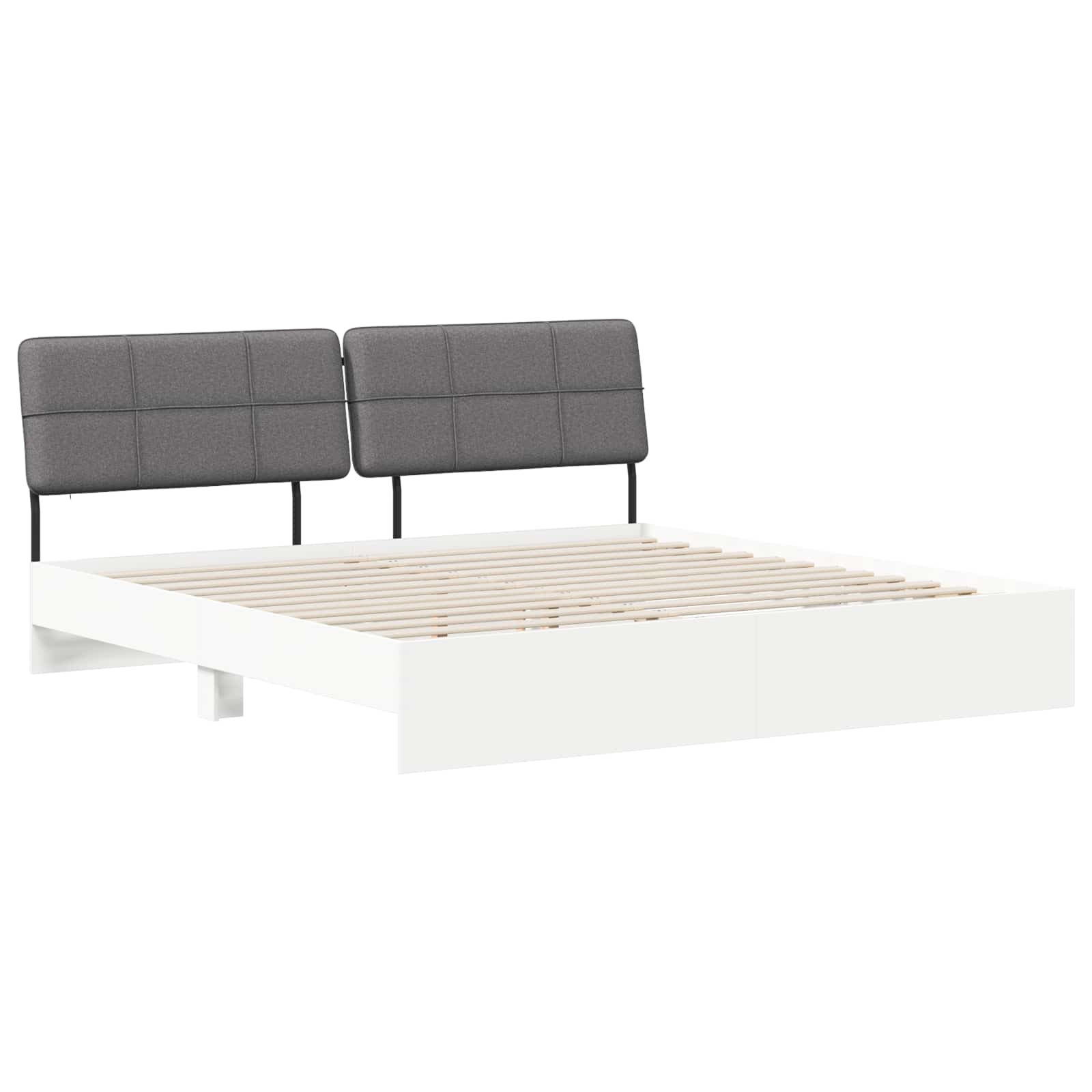 vidaXL Pat dublu cu tăblie Alb și gri deschis 200 x 200 cm