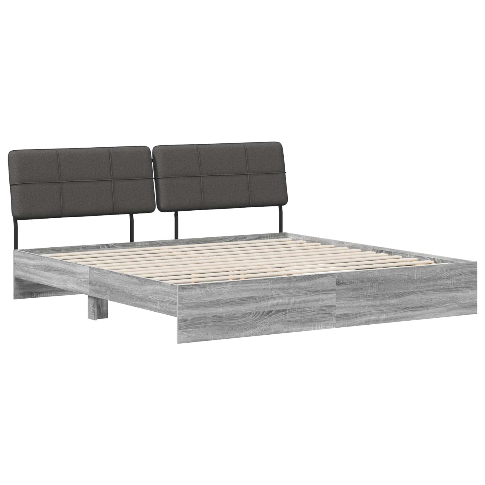 vidaXL Pat dublu cu tăblie Gri Sonoma și gri închis 200 x 200 cm