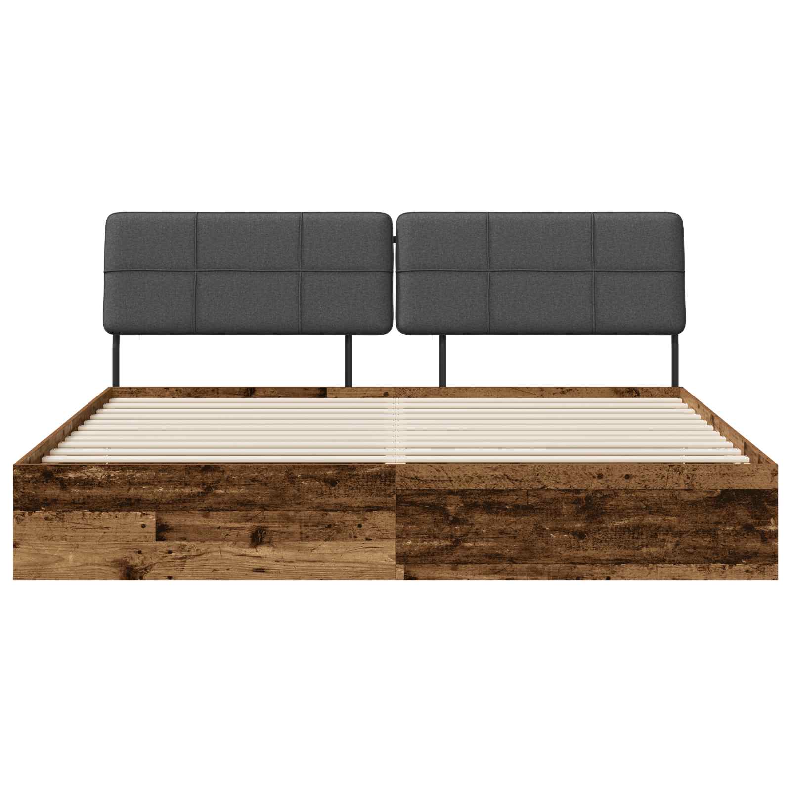 vidaXL Tweepersoonsbed met hoofdbord Oud hout en donkergrijs, foto 3