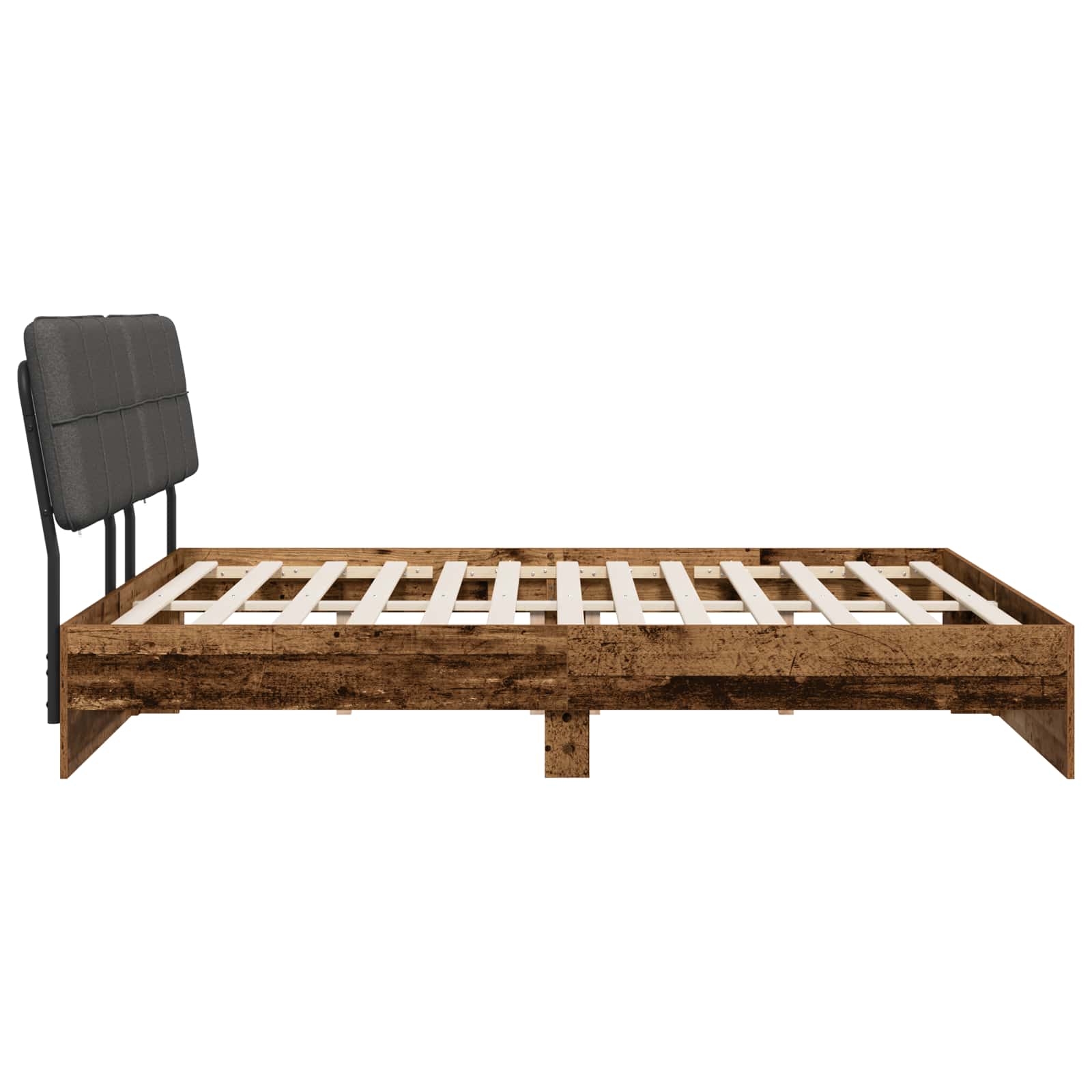 vidaXL Tweepersoonsbed met hoofdbord Oud hout en donkergrijs, foto 4