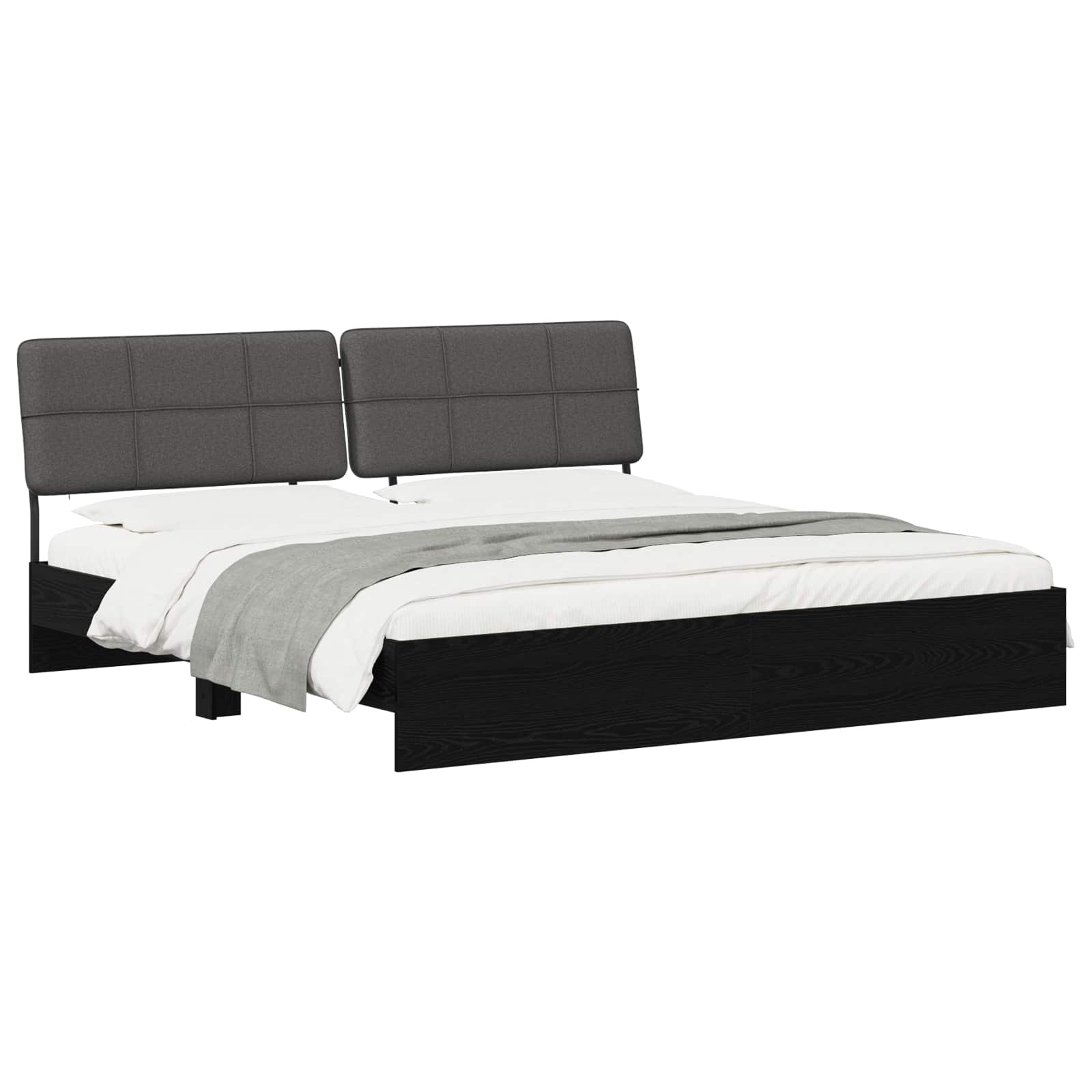 vidaXL Tweepersoonsbed met hoofdbord Zwart eiken en donkergrijs, foto 2