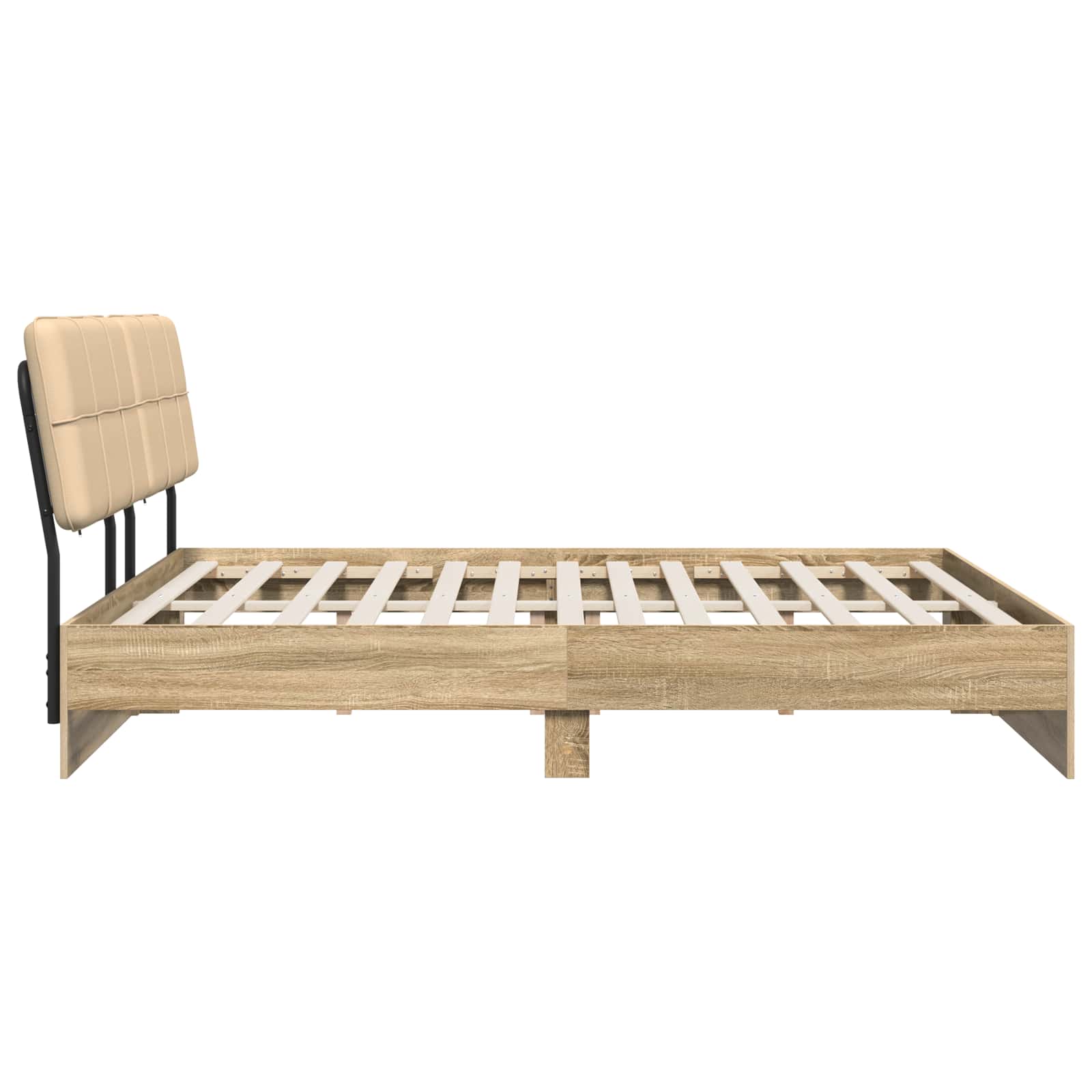 vidaXL Tweepersoonsbed met hoofdbord Sonoma eiken en crème, foto 4