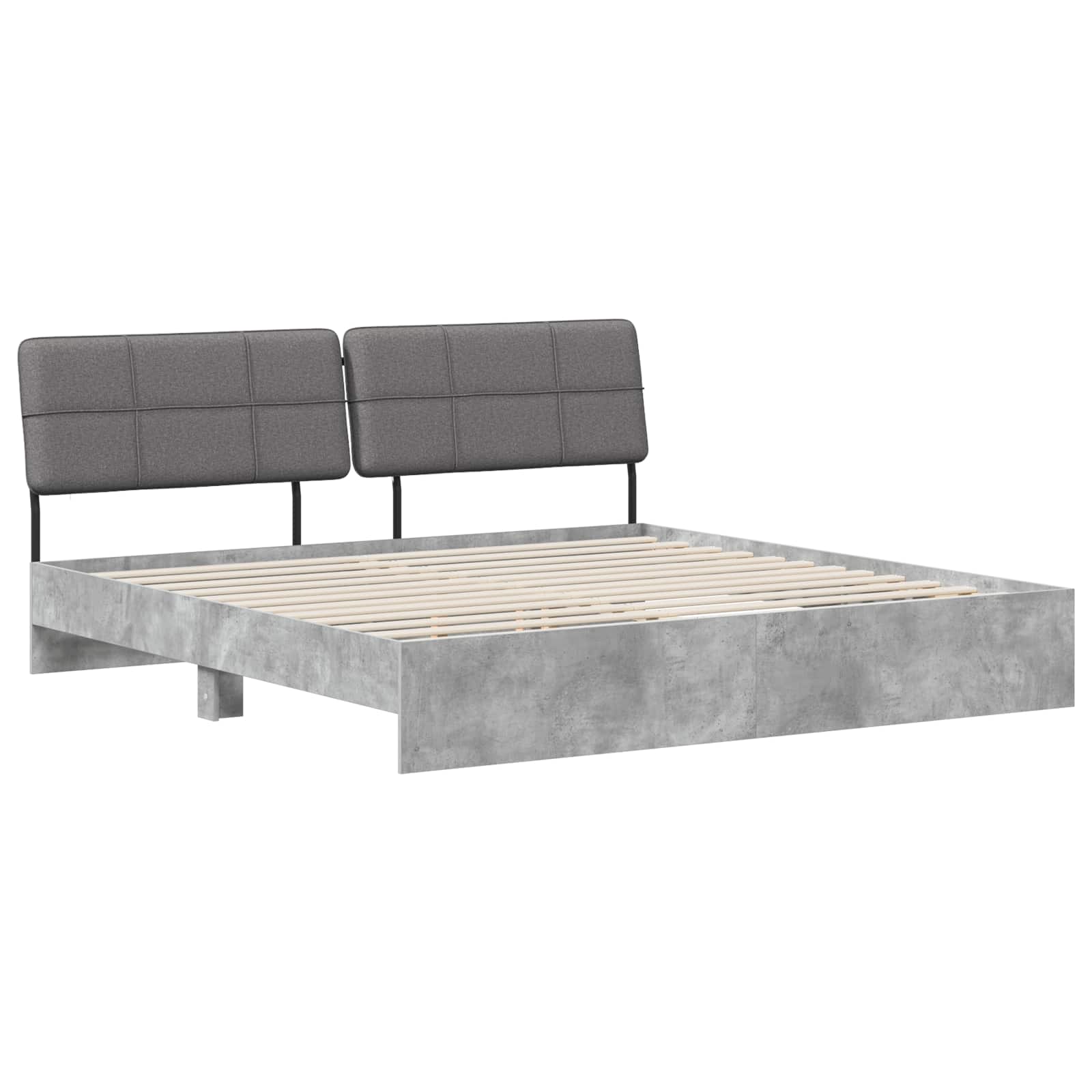 vidaXL Pat dublu cu tăblie Gri beton și gri deschis 180 x 200 cm