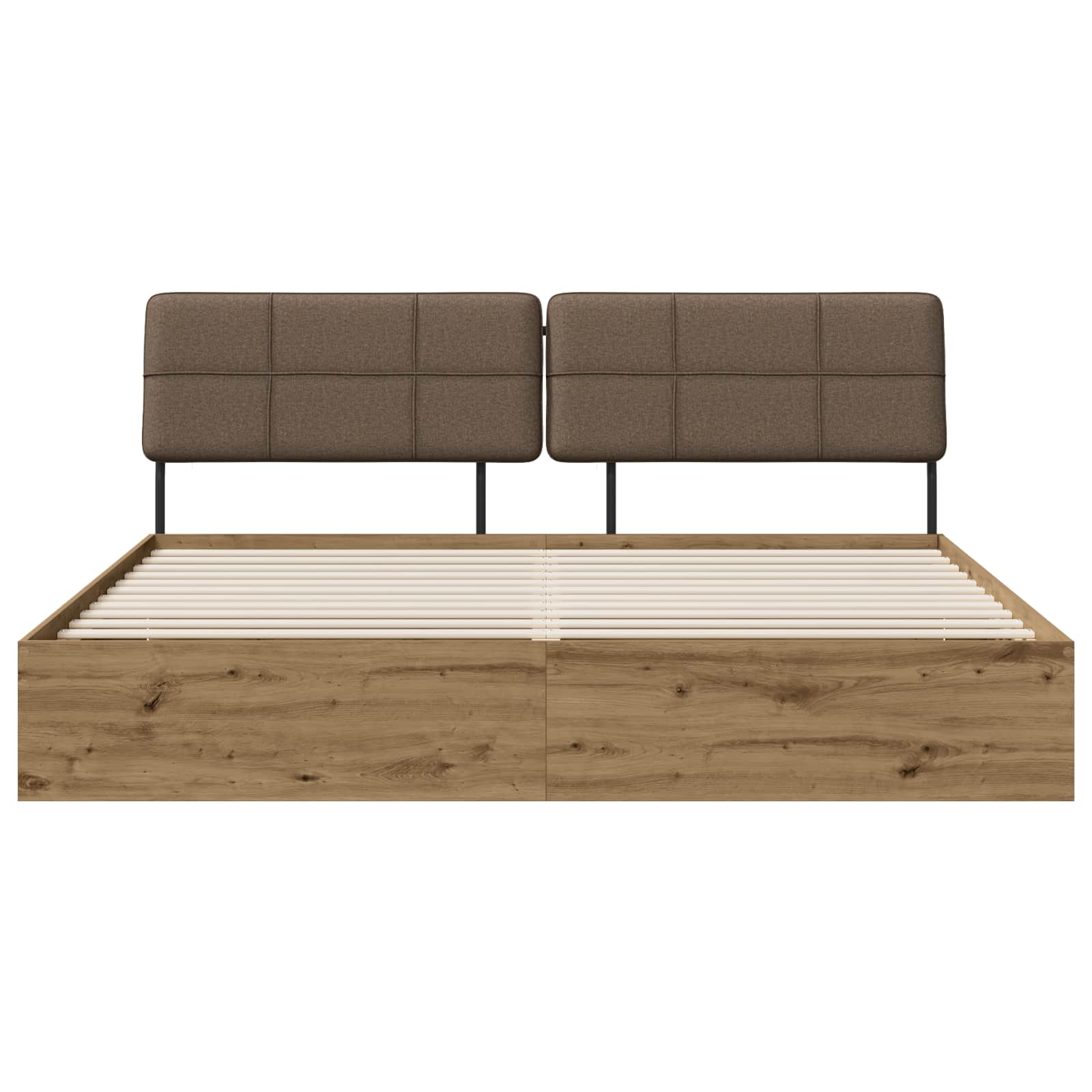 vidaXL Tweepersoonsbed met hoofdbord Artisan eiken en taupe, foto 3