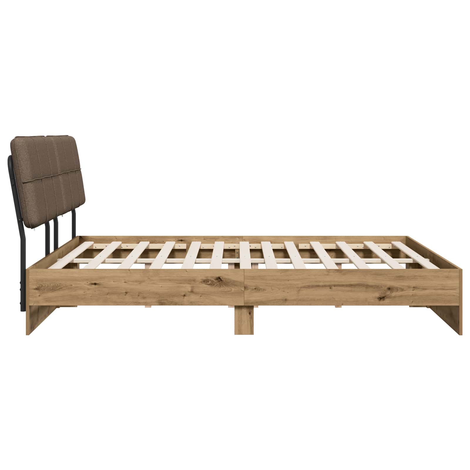 vidaXL Tweepersoonsbed met hoofdbord Artisan eiken en taupe, foto 4