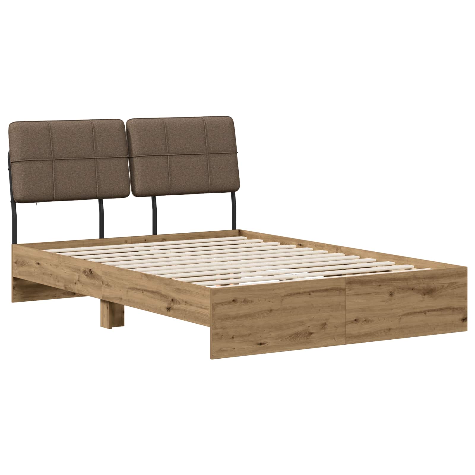 vidaXL Tweepersoonsbed met hoofdbord Artisan eiken en taupe, foto 3