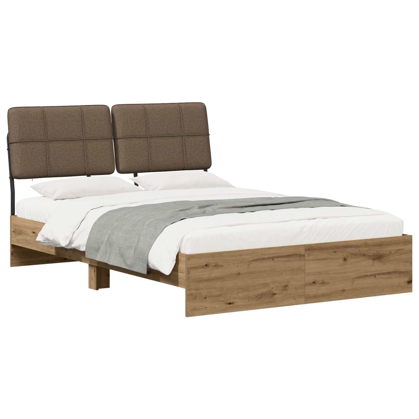 vidaXL Tweepersoonsbed met hoofdbord Artisan eiken en taupe, foto 2