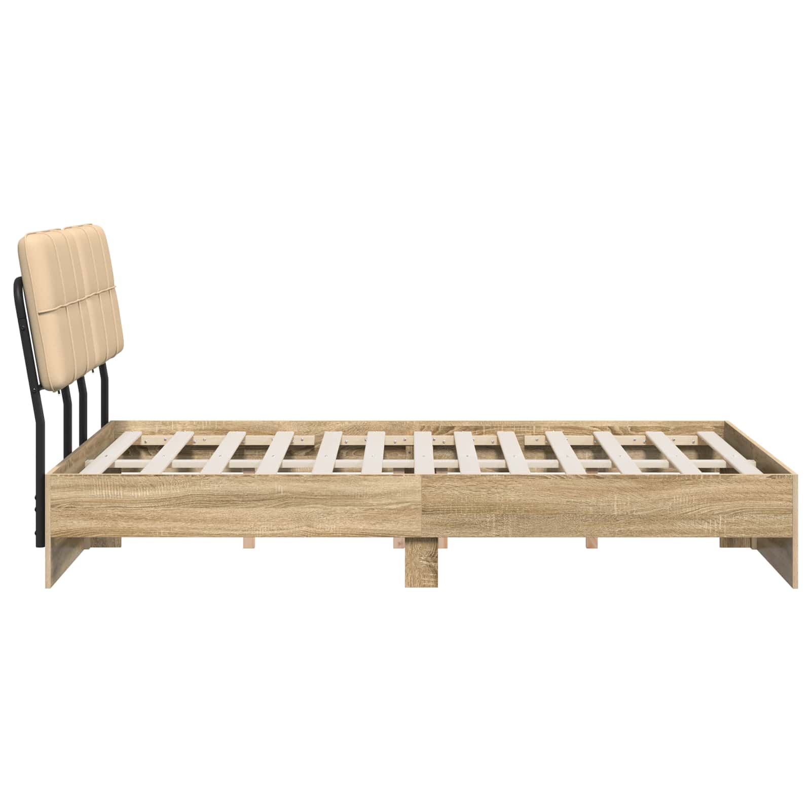 vidaXL Tweepersoonsbed met hoofdbord Sonoma eiken en crème, foto 4