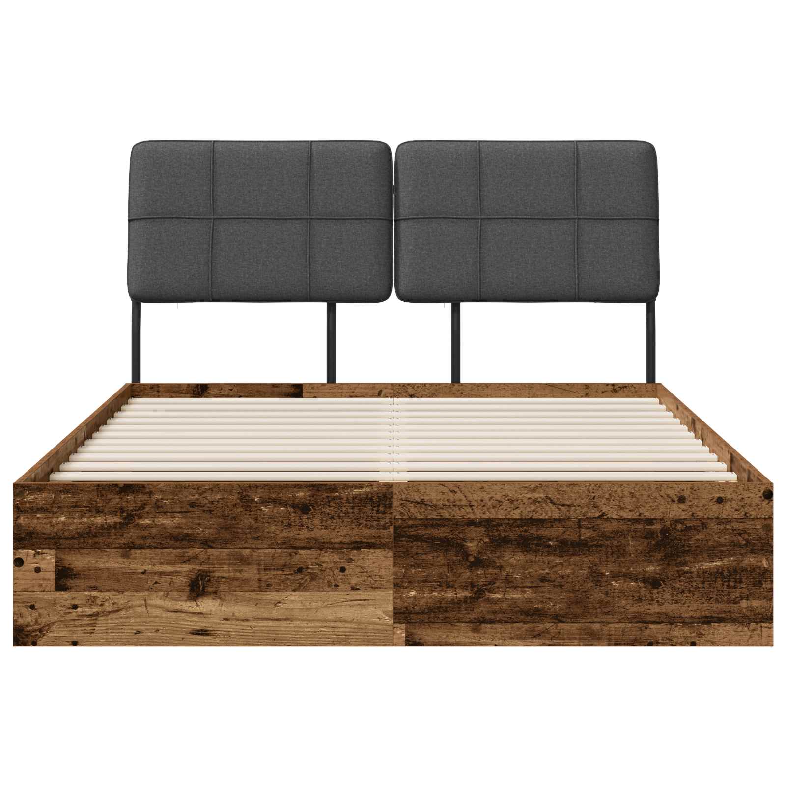 vidaXL Tweepersoonsbed met hoofdbord Oud hout en donkergrijs, foto 3