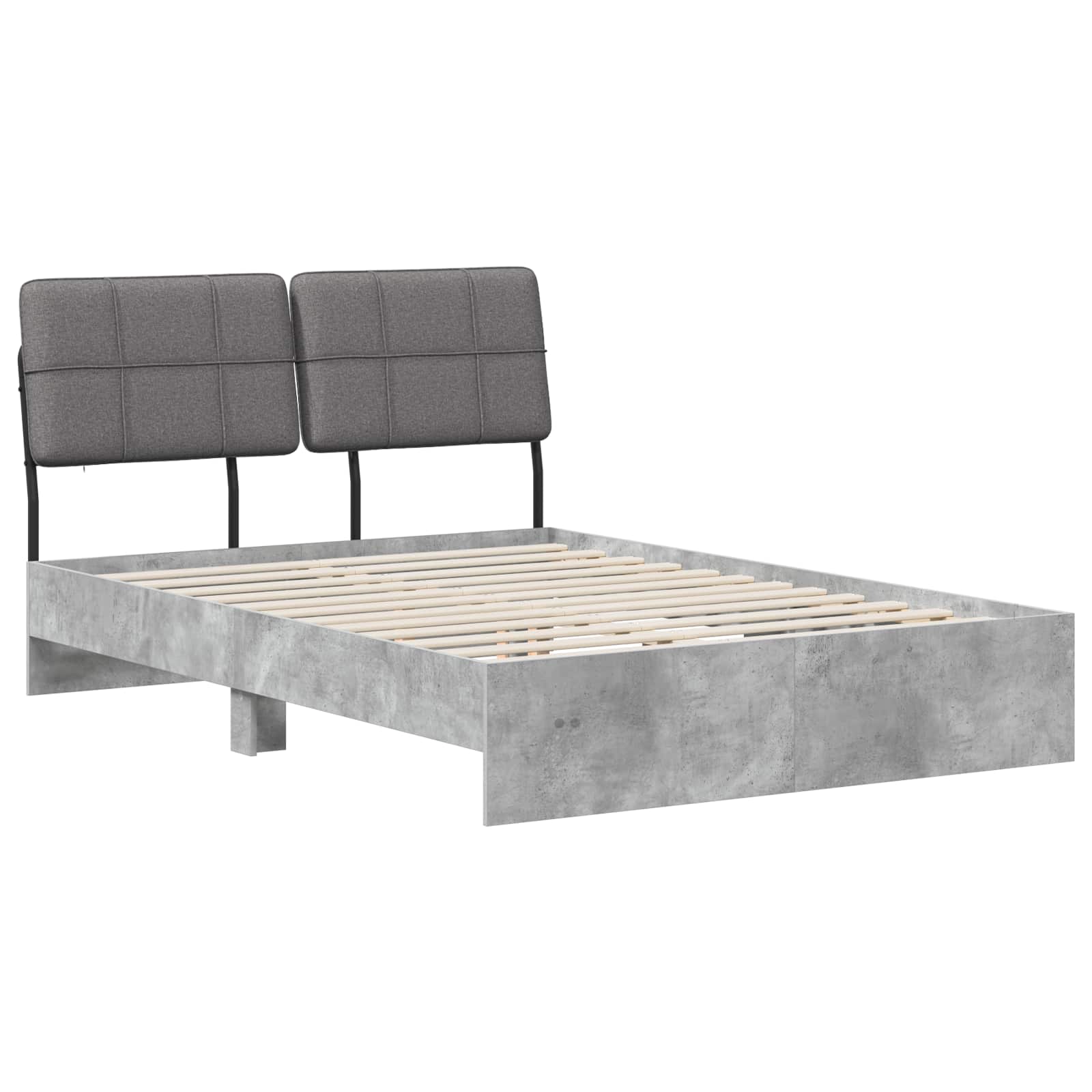 vidaXL Pat dublu cu tăblie Gri beton și gri deschis 140 x 190 cm