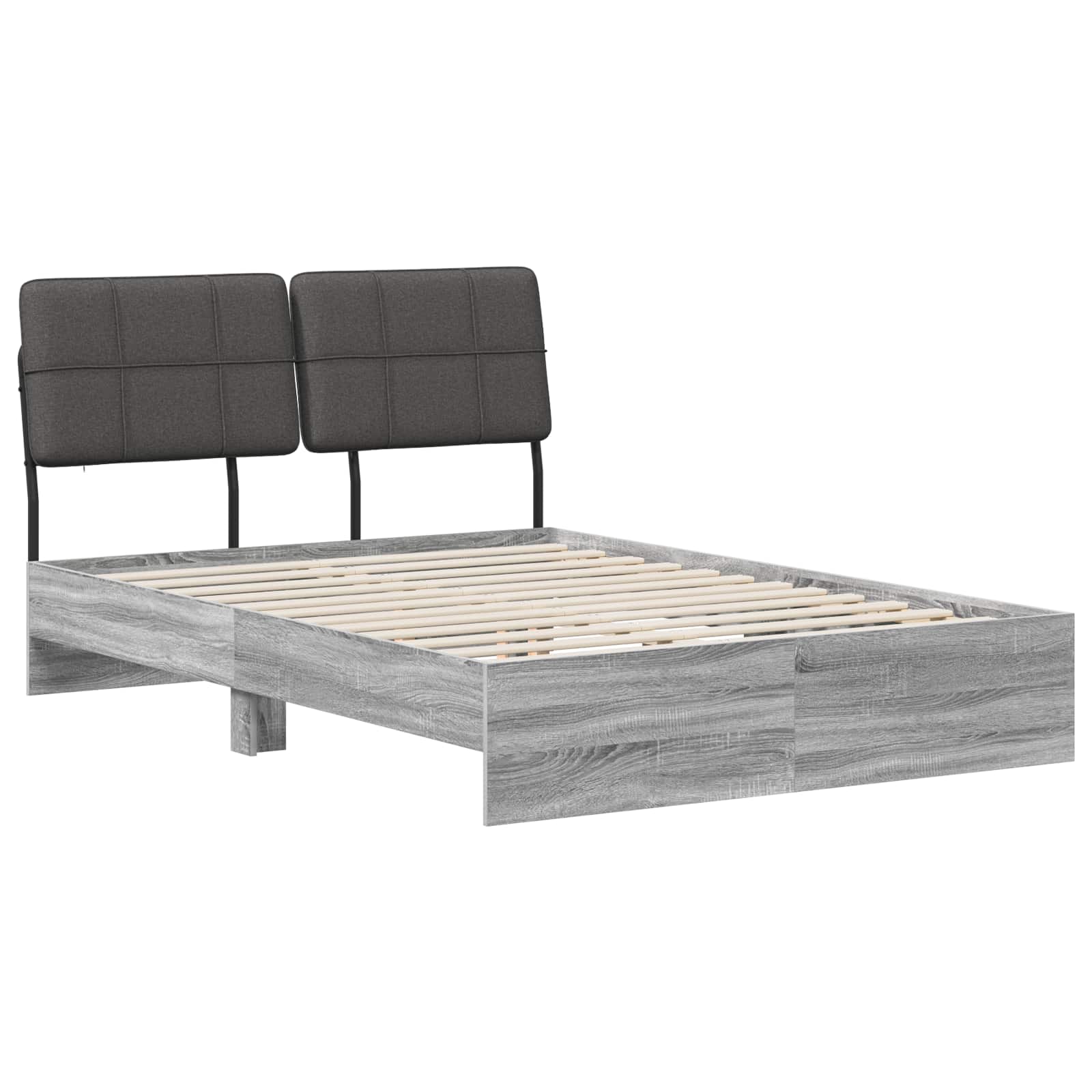 vidaXL Pat dublu cu tăblie Gri Sonoma și gri închis 140 x 190 cm