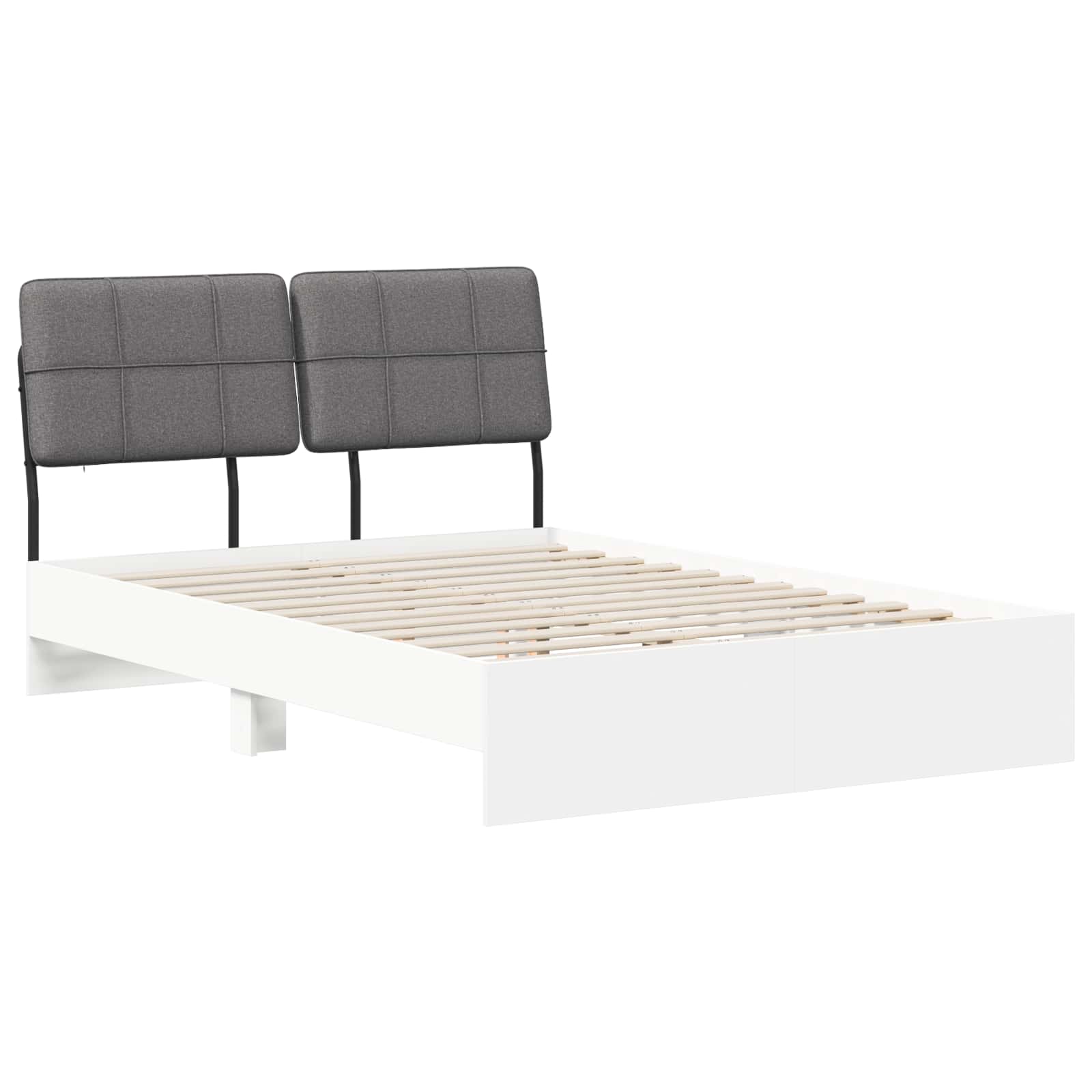 vidaXL Pat dublu cu tăblie Alb și gri deschis 135 x 190 cm
