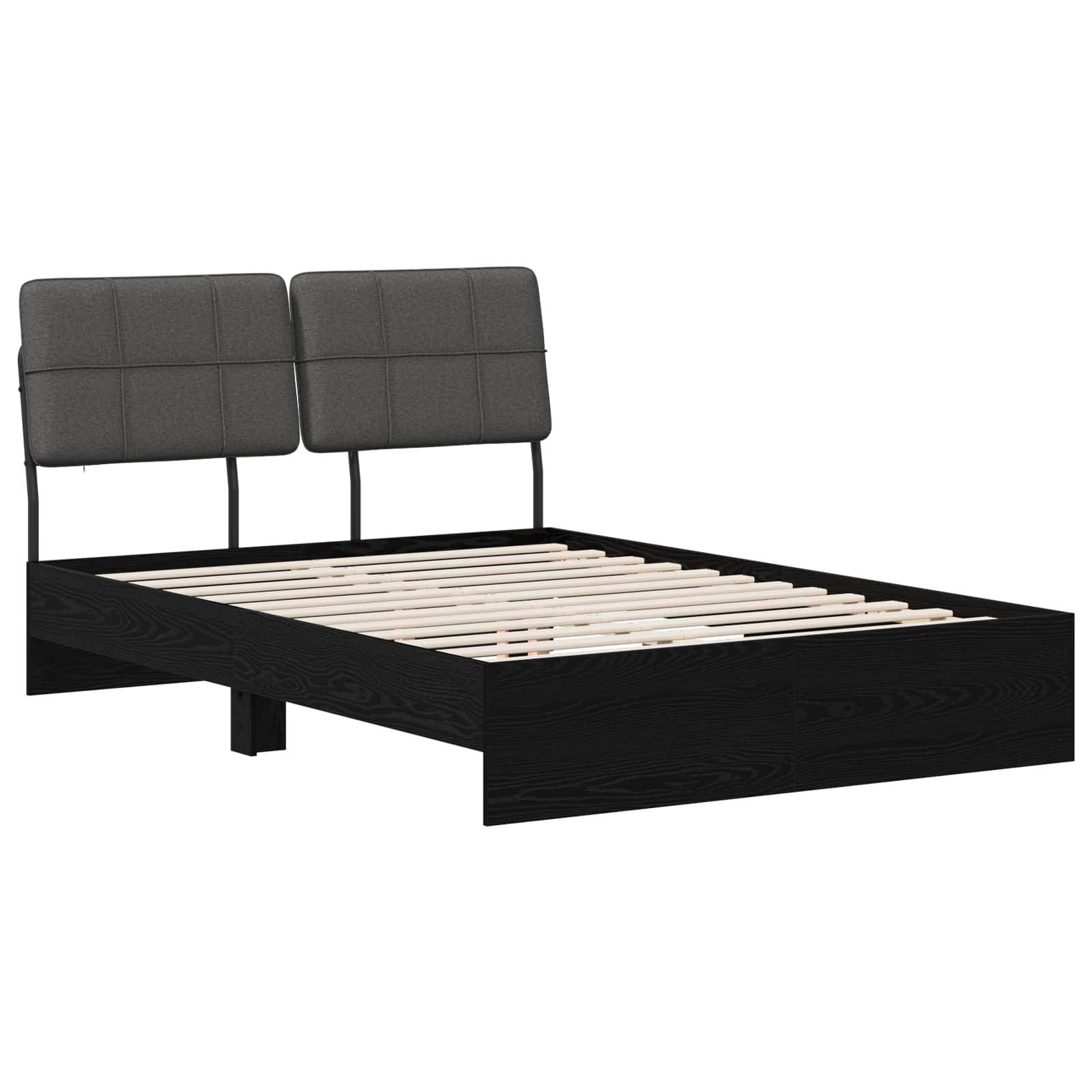 vidaXL Tweepersoonsbed met hoofdbord Zwart eiken en donkergrijs, foto 3