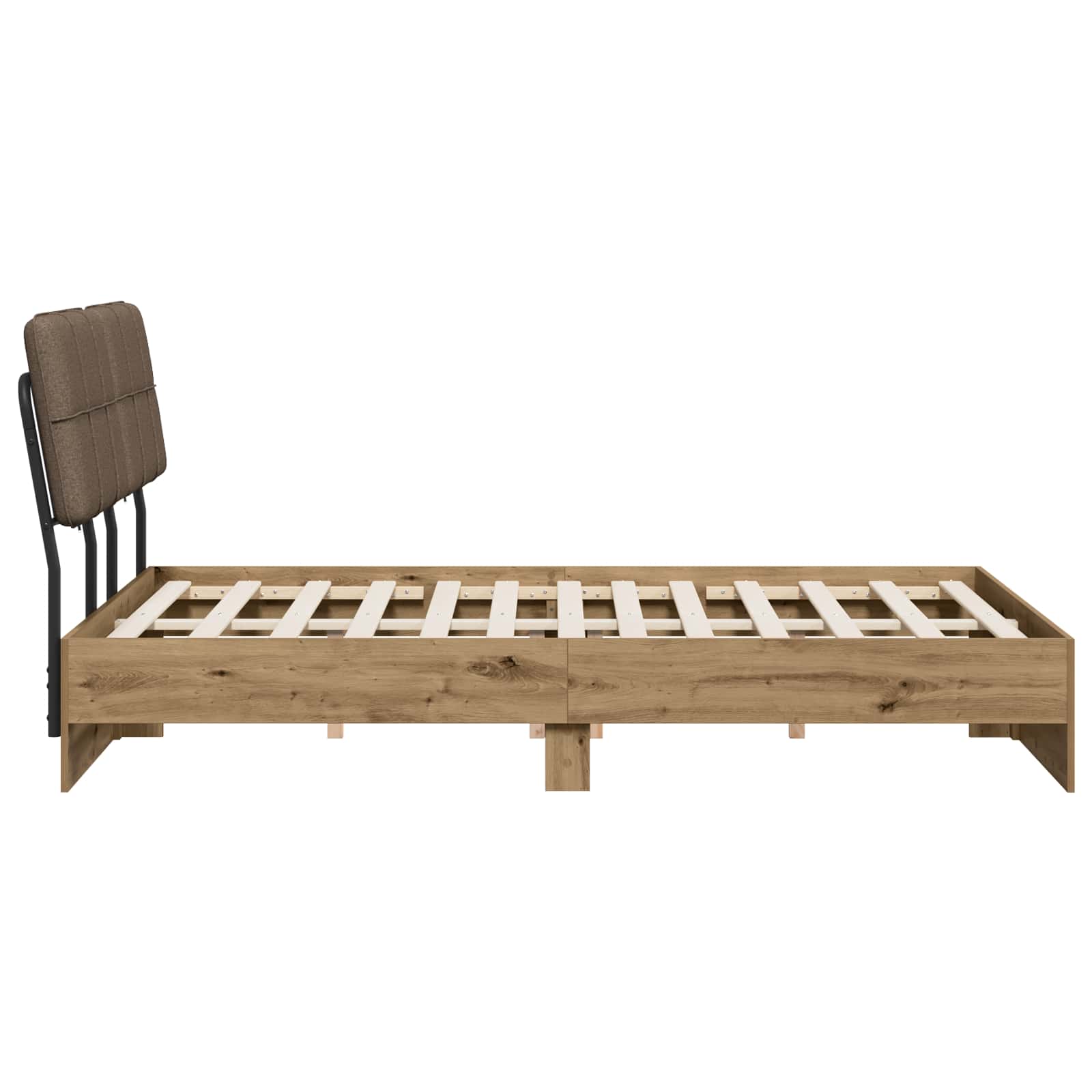 vidaXL Tweepersoonsbed met hoofdbord Artisan eiken en taupe, foto 4