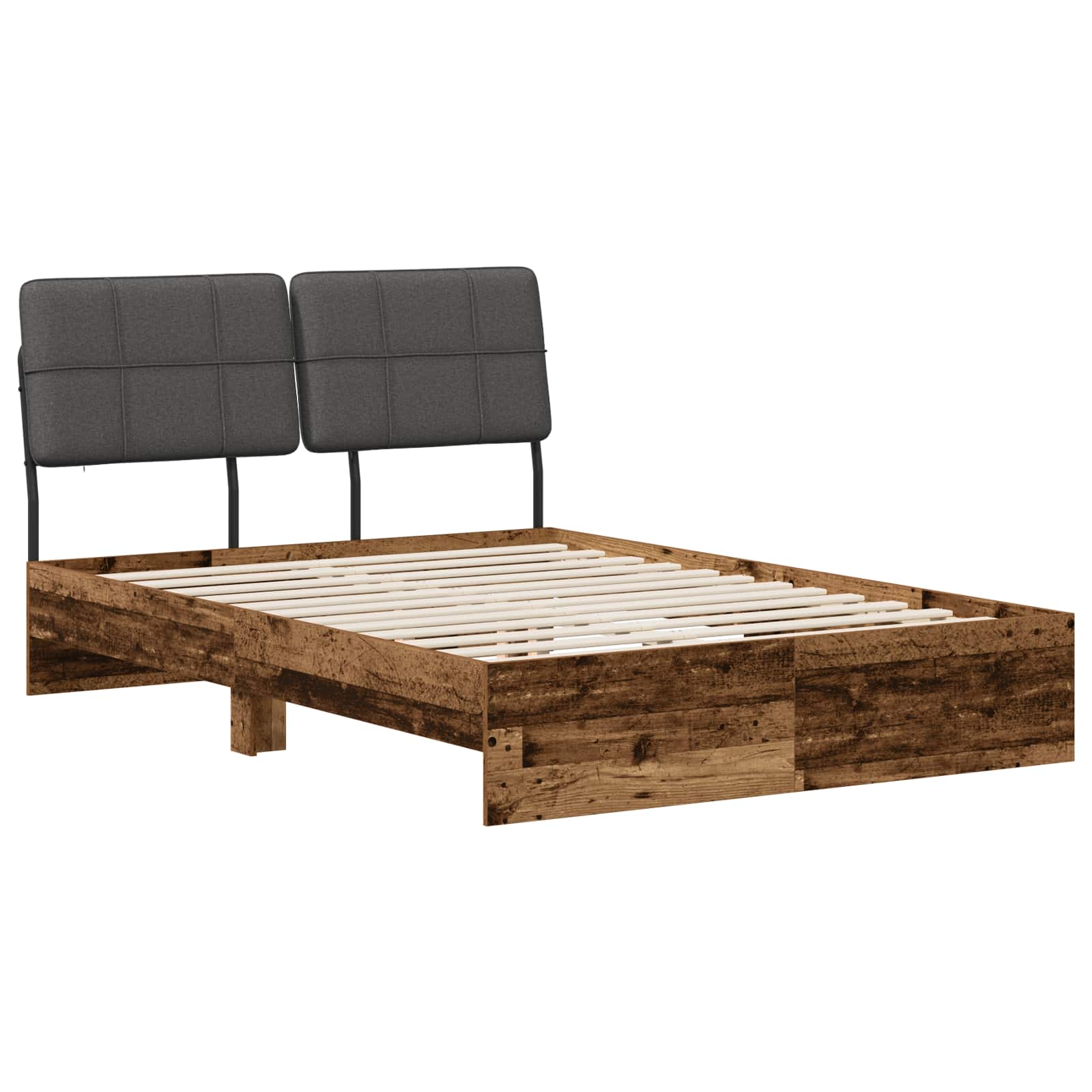 vidaXL Pat dublu cu tăblie Lemn vechi și gri închis 120 x 190 cm