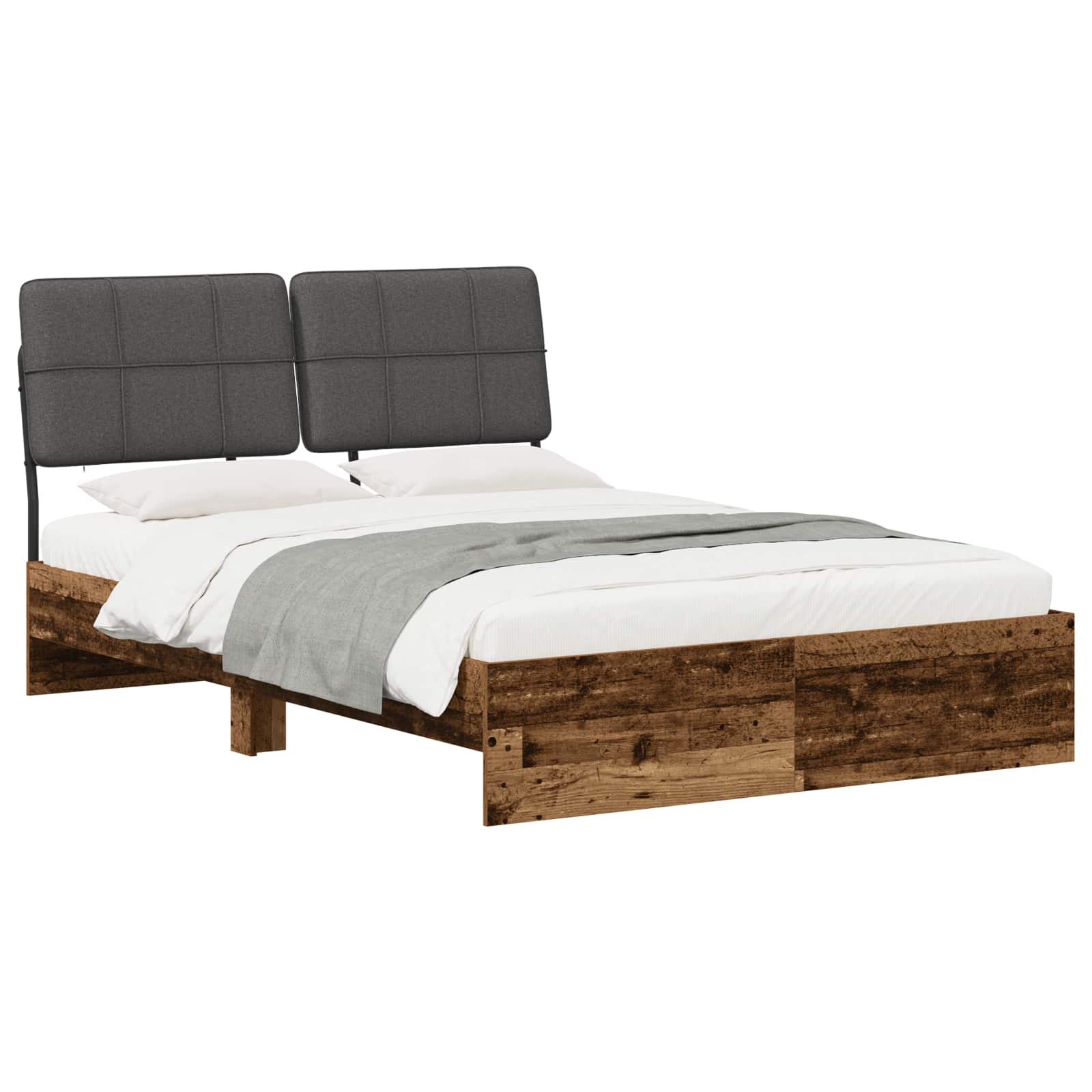 vidaXL Tweepersoonsbed met hoofdbord Oud hout en donkergrijs, foto 2