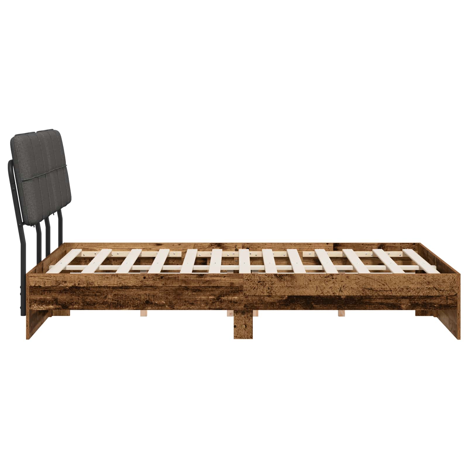 vidaXL Tweepersoonsbed met hoofdbord Oud hout en donkergrijs, foto 4