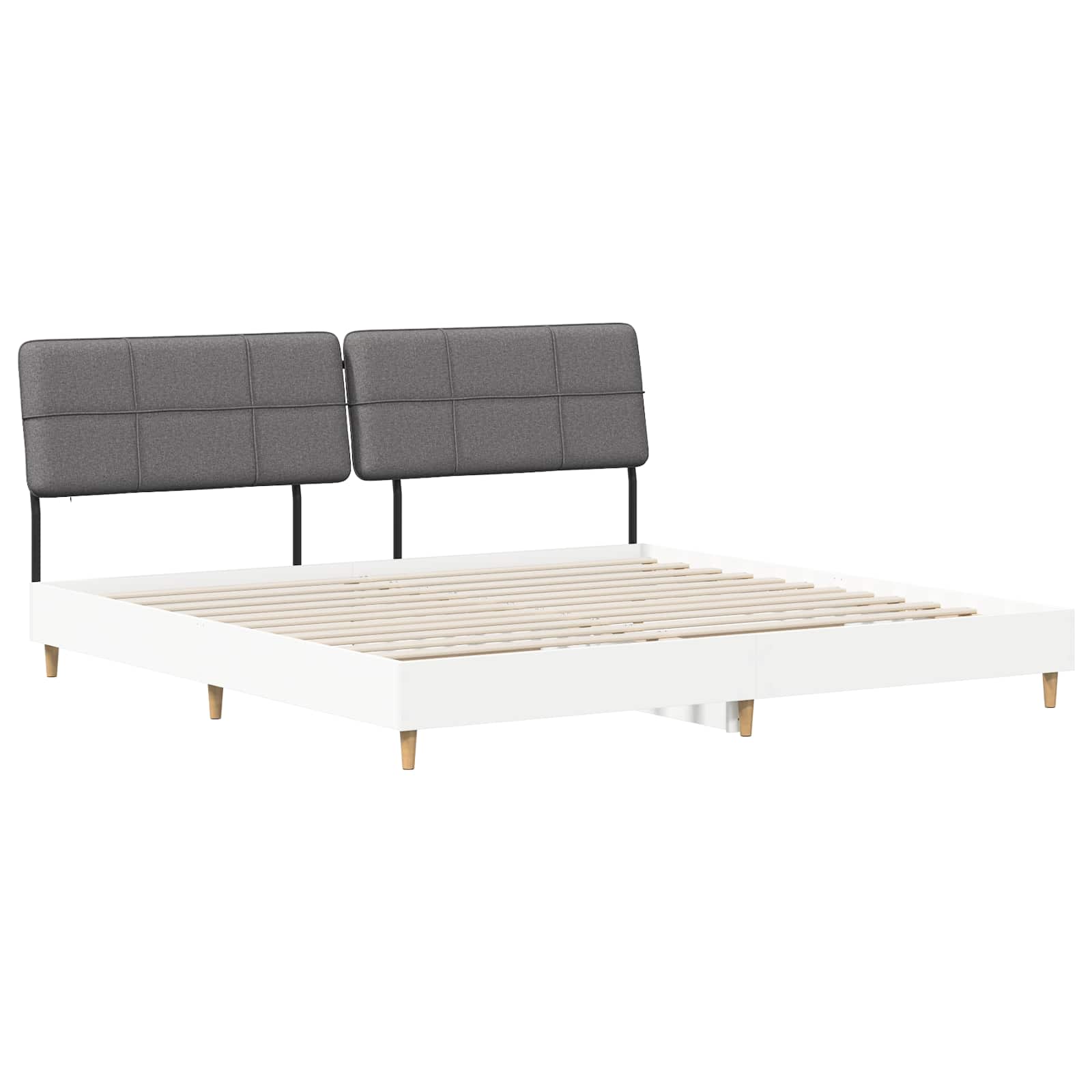 vidaXL Pat dublu cu tăblie Alb și gri deschis 200 x 200 cm