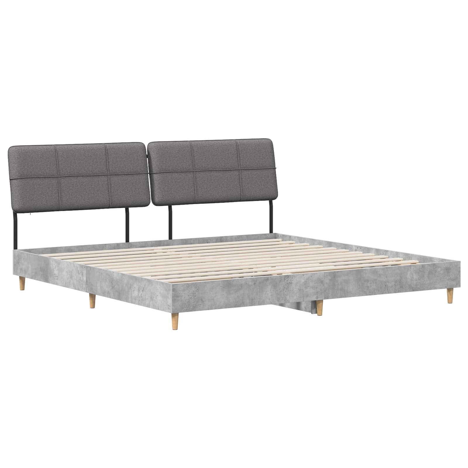 vidaXL Pat dublu cu tăblie Gri beton și gri deschis 200 x 200 cm