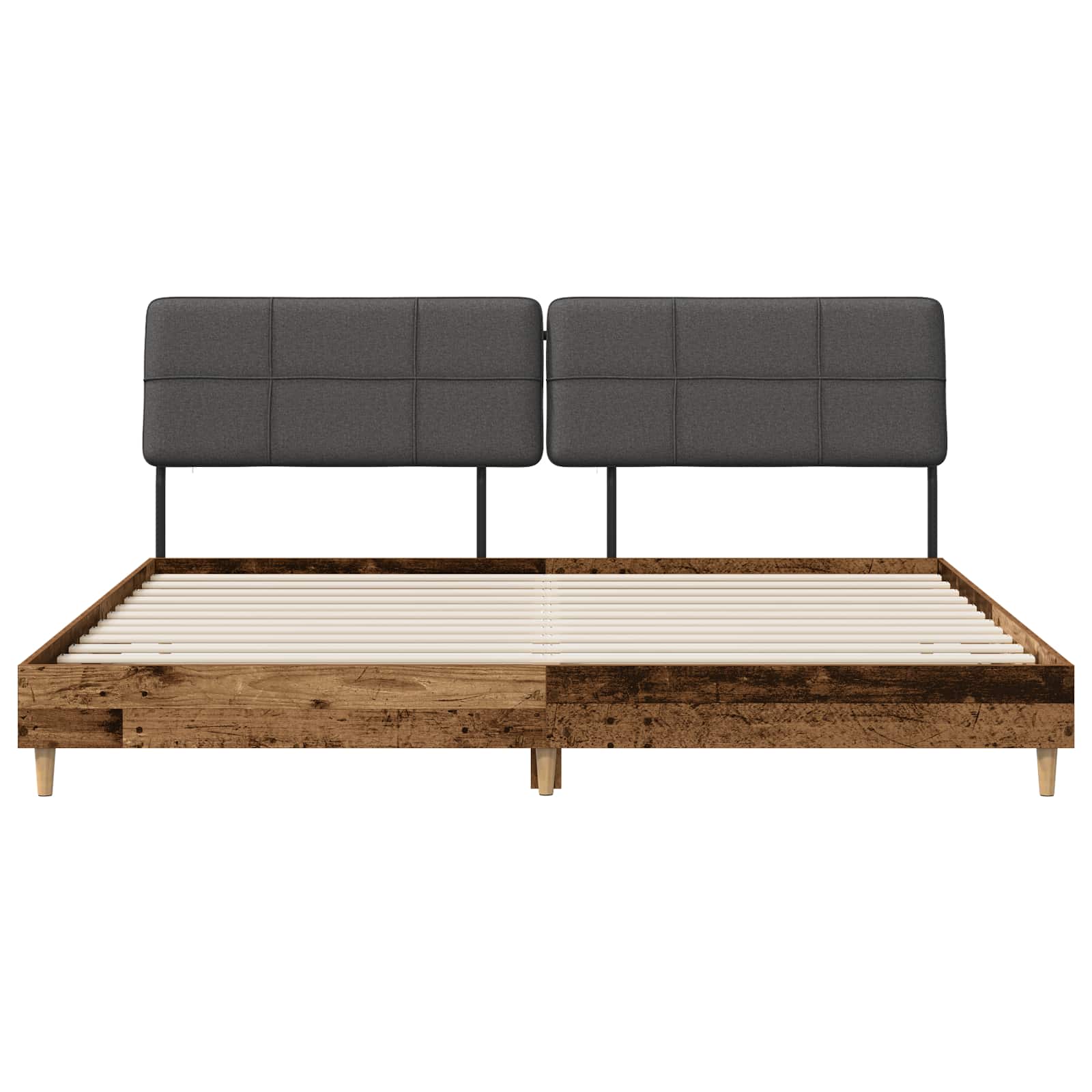 vidaXL Tweepersoonsbed met hoofdbord Oud hout en donkergrijs, foto 3
