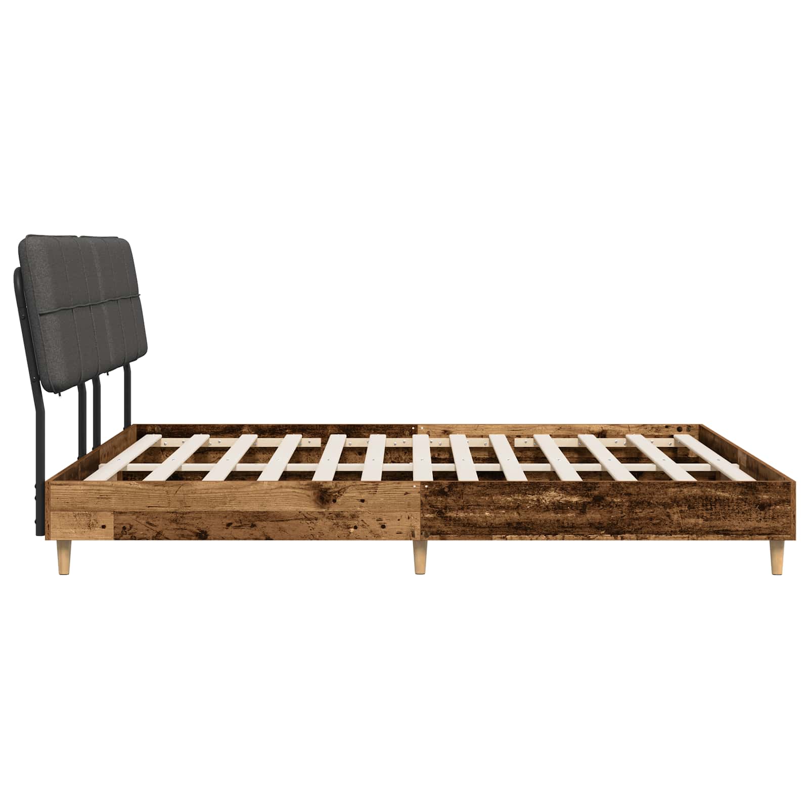 vidaXL Tweepersoonsbed met hoofdbord Oud hout en donkergrijs, foto 4