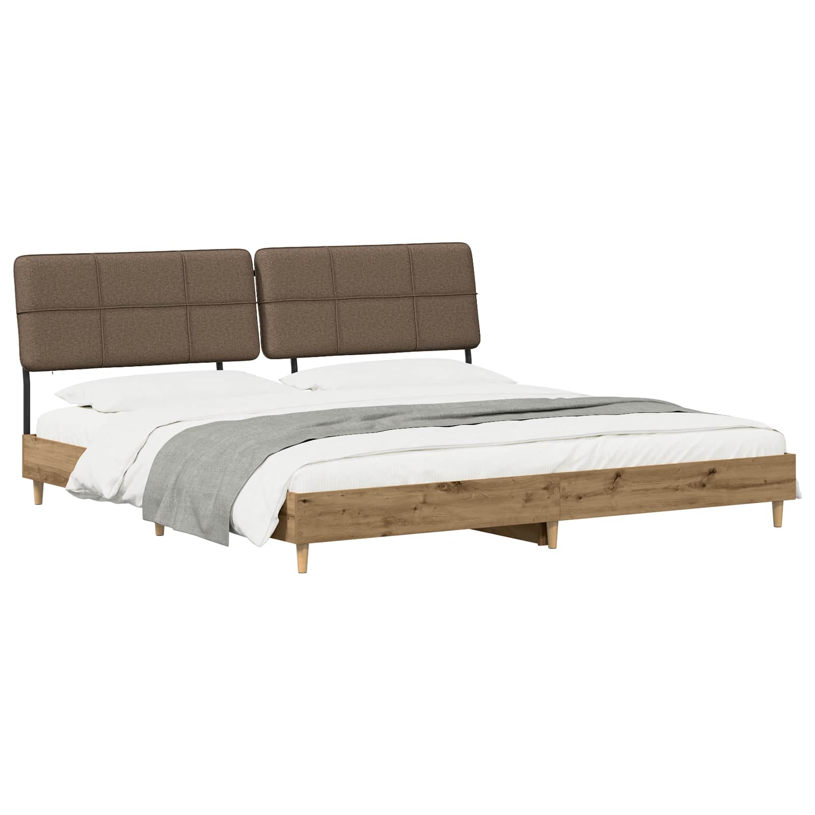 vidaXL Tweepersoonsbed met hoofdbord Artisan eiken en taupe, foto 2