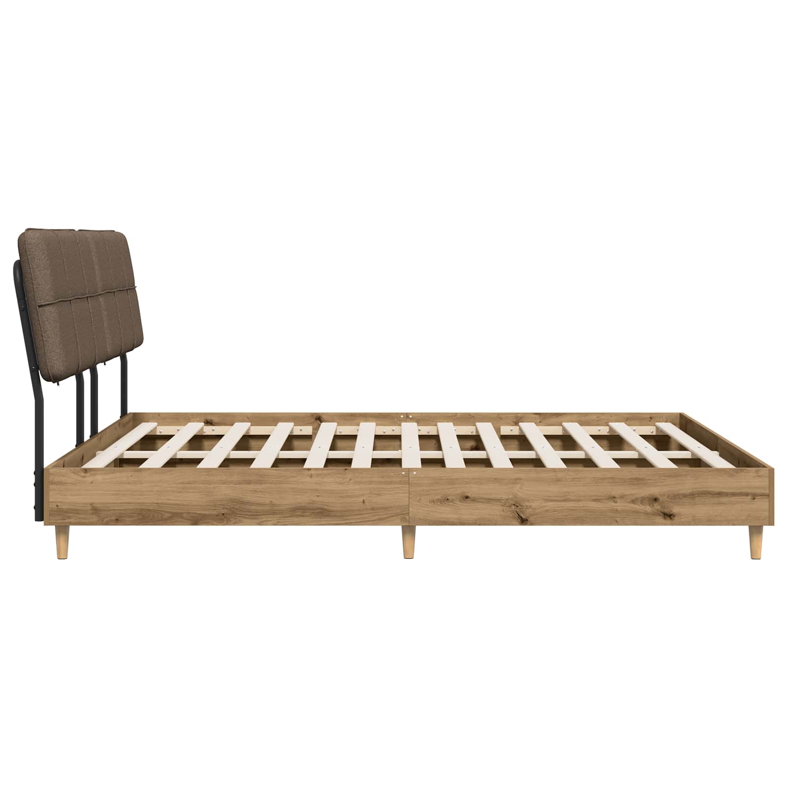 vidaXL Tweepersoonsbed met hoofdbord Artisan eiken en taupe, foto 4