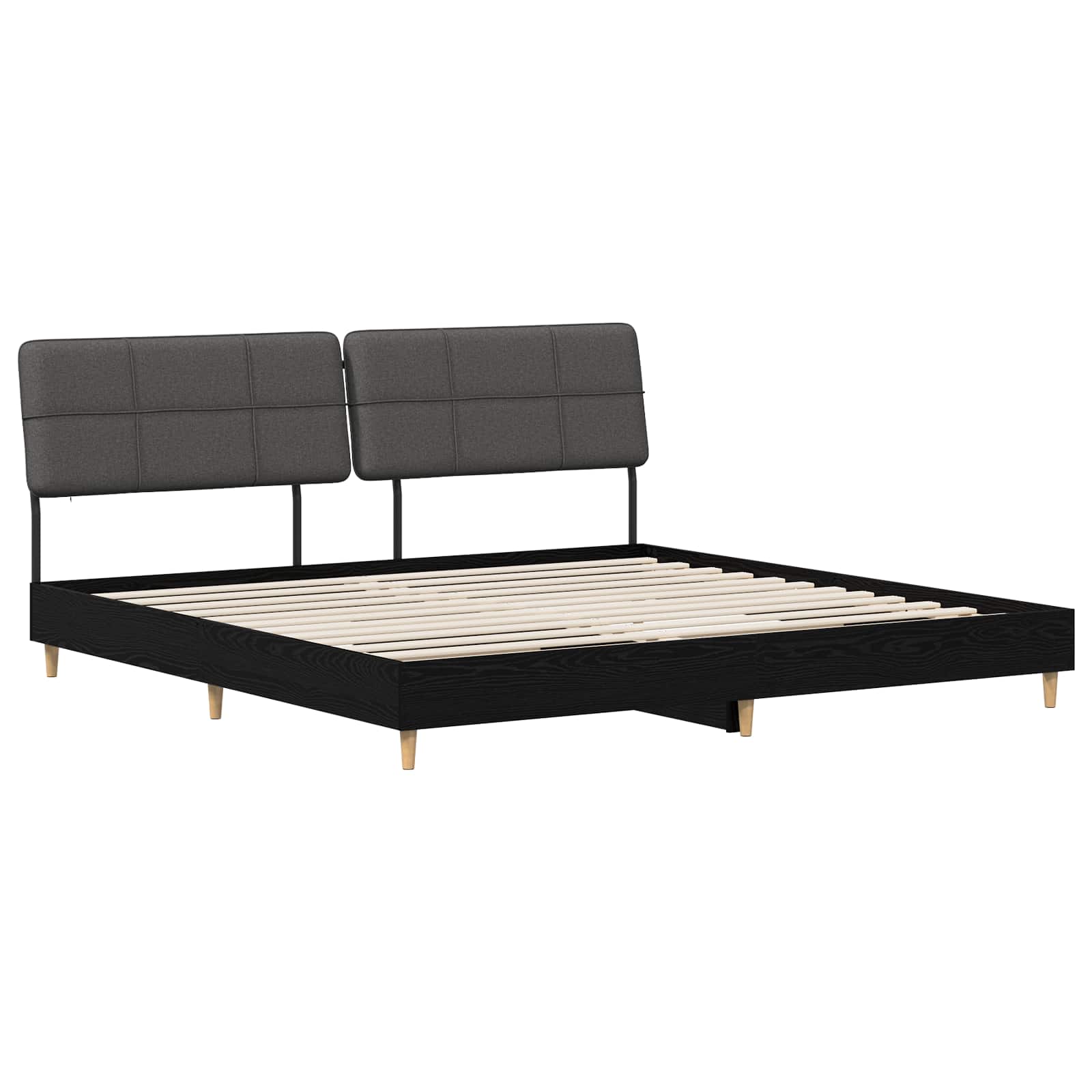 vidaXL Pat dublu cu tăblie Stejar negru și gri închis 180 x 200 cm