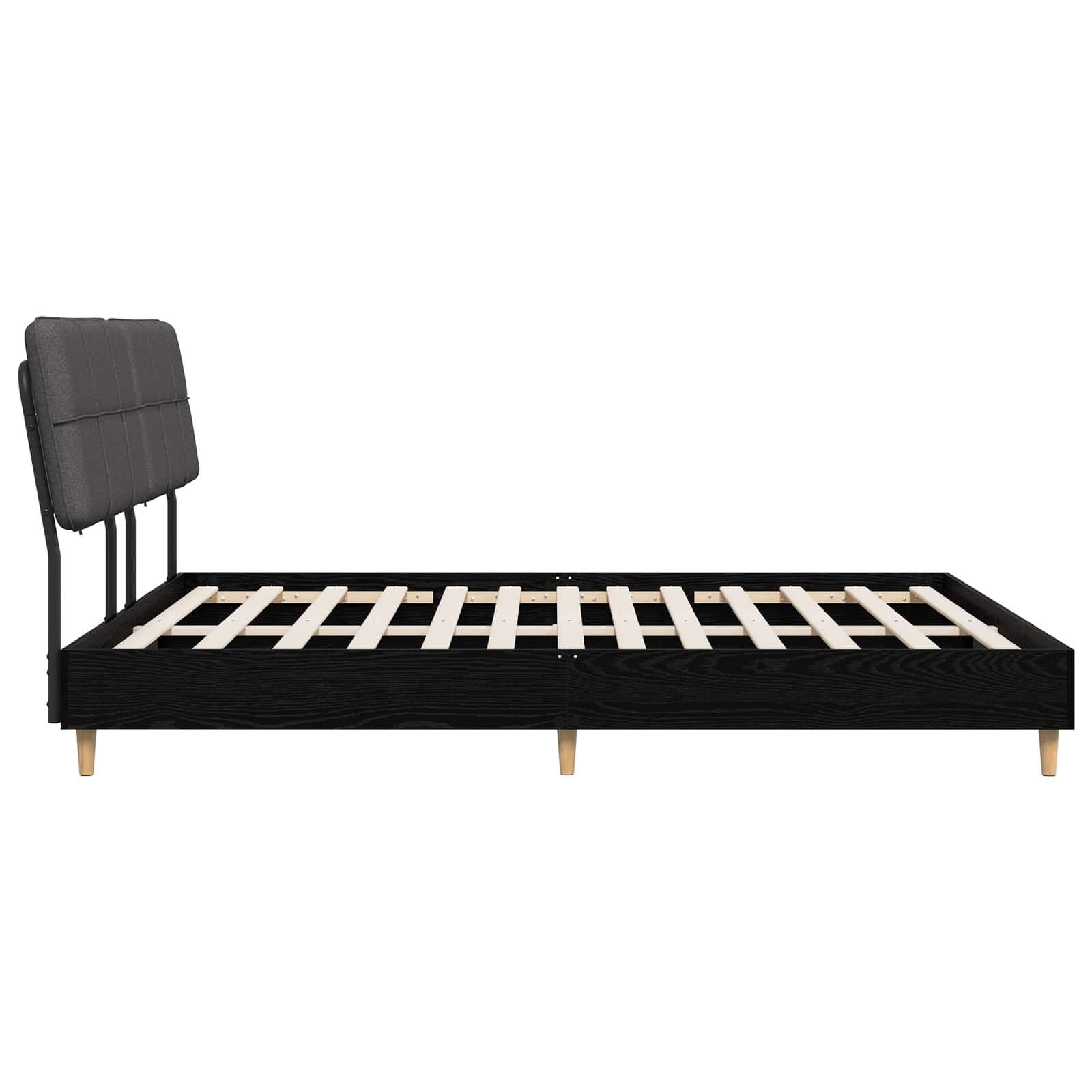vidaXL Tweepersoonsbed met hoofdbord Zwart eiken en donkergrijs, foto 4
