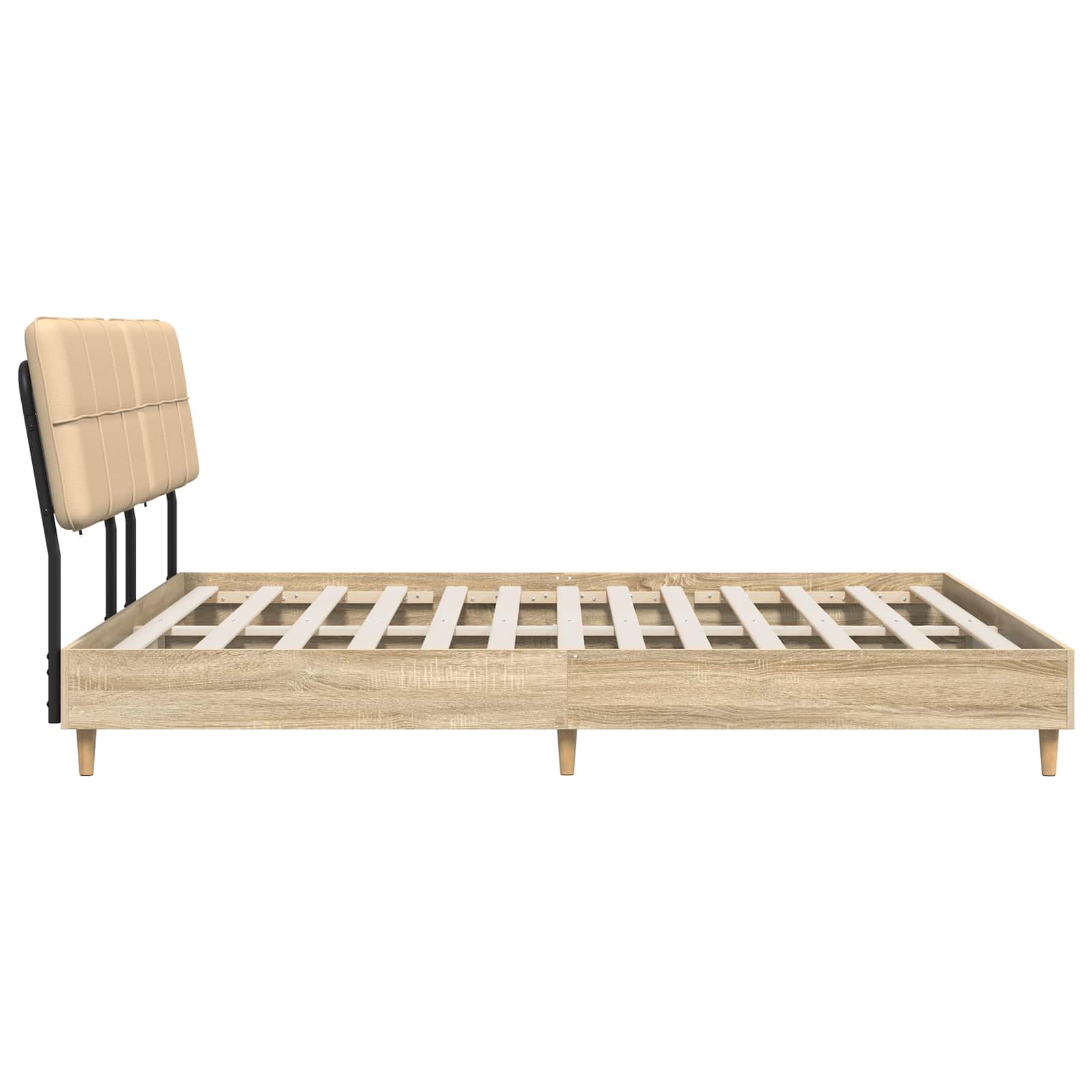 vidaXL Tweepersoonsbed met hoofdbord Sonoma eiken en crème, foto 4