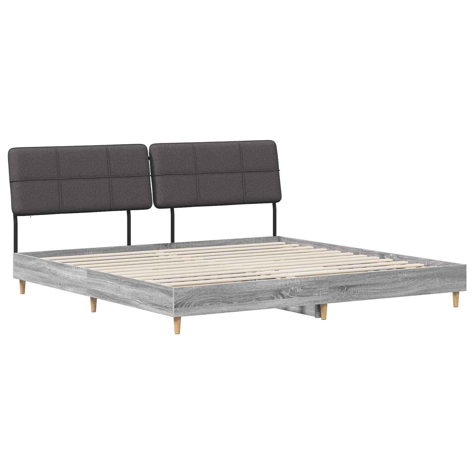 vidaXL Pat dublu cu tăblie Gri Sonoma și gri închis 180 x 200 cm